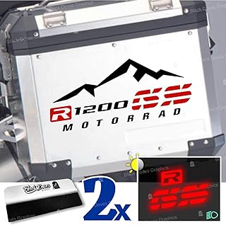 2pcs R1200GS Motorrad R1200 Adventure Aufkleber R 1200 GS for Touratech GIVI Trekker Outback Panniers (Black/Red)