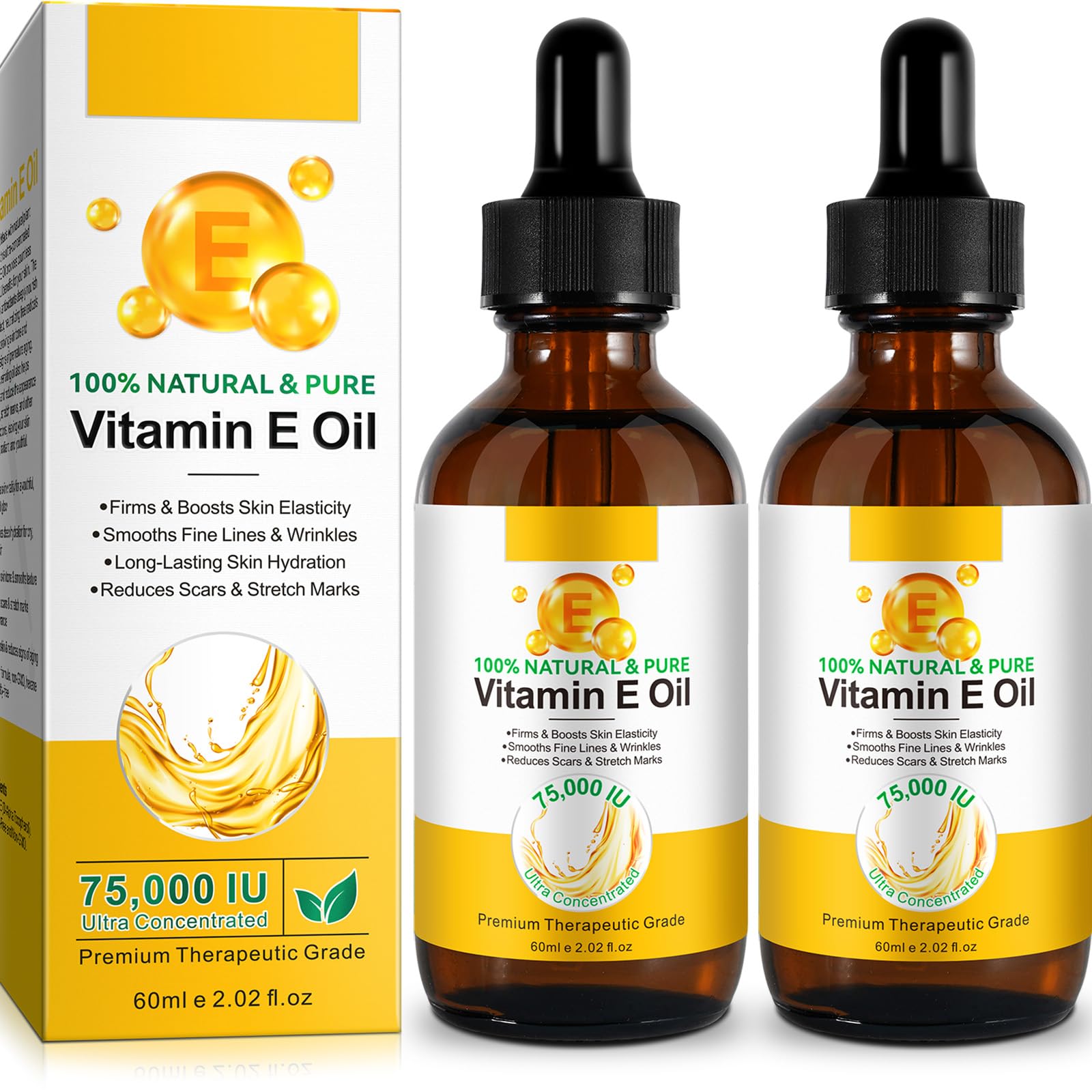 Vitamin E Oil, 100% Pure Natural Plant Extracts Vitamin E Oil for Skin Face, Reduces Scars & Stretch Marks