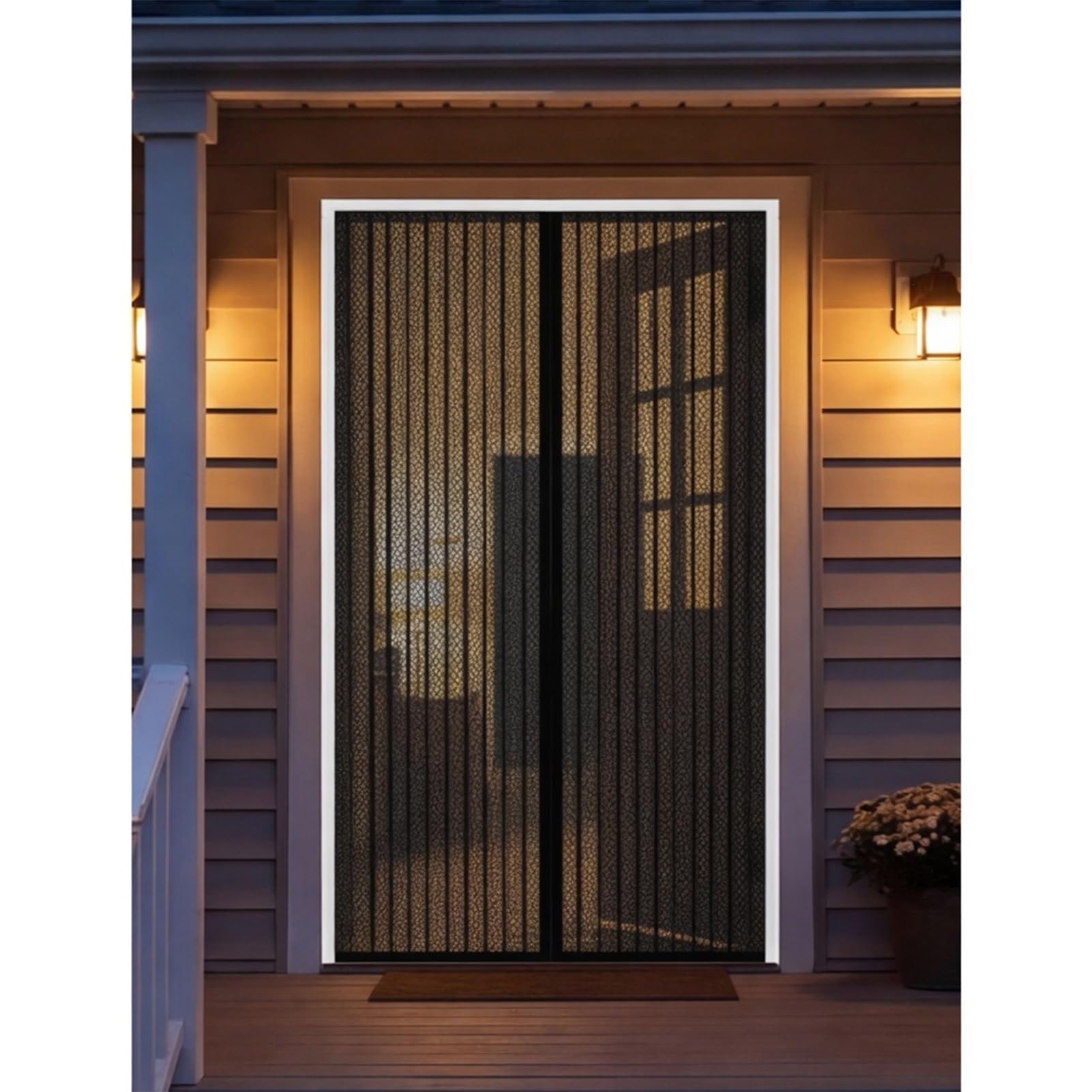 Goutui Black Magnetic Door Screen 82 X 286 Cm Frame Hook & Loop Hundreds Of Sizes Fly Nets For Doors With Powerful Magnets Keeps Bugs Out No Drill Installation Automatically Closes,