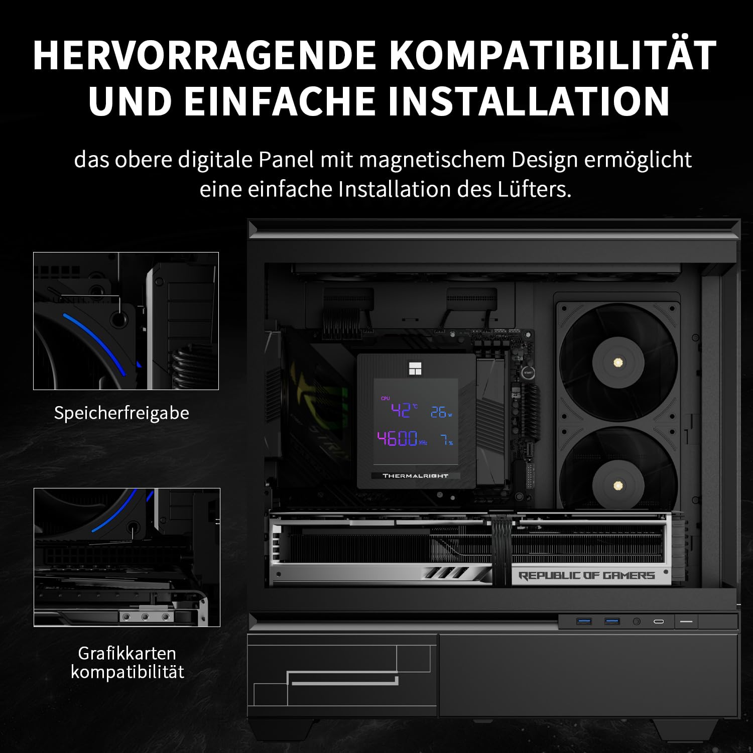Thermalright Phantom Spirit 120 Digital EVO CPU Luftkühler,7 Heatpipes CPU Kühler,Dual 120mm PWM Lüfter, Digital Screen Top Cover, für AM4/AM5/Intel LGA1700/1851/1150/1151/1200, PC Kühlung