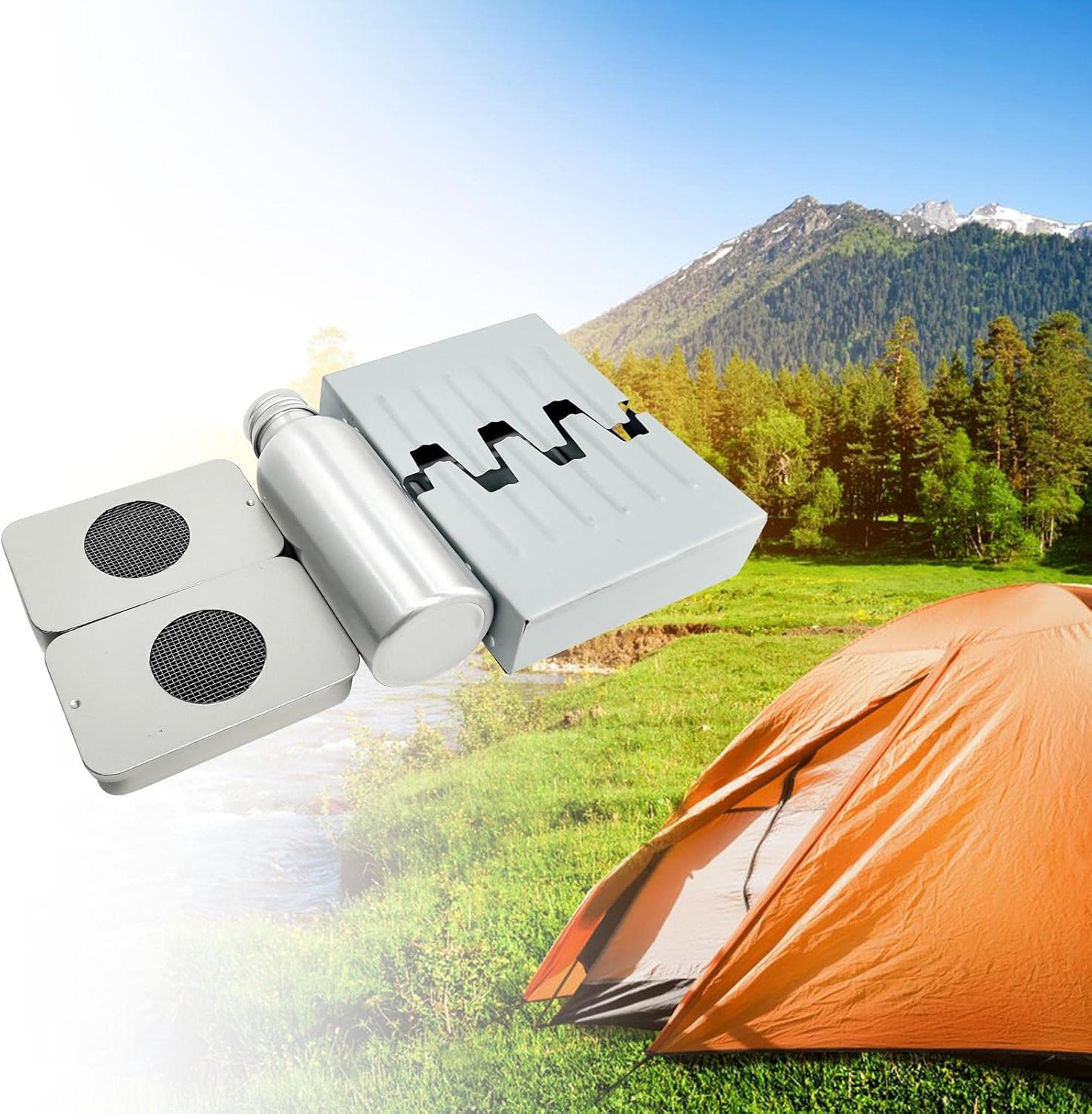 Menolana Mini Alcohol Camping Stoves Set Folding Grill Burning Stoves Alcohol Heater for Pot, Outdoor Cookware for Backpacking Picnic Hiking Camping, A