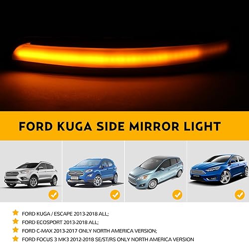 Miniatura 2 de Luces intermitentes LED para Ford Focus ST RS 2012-2018, para Ford Kuga Escape 2013-2018, C-Max 2013-2017, lentes de cubierta de humo