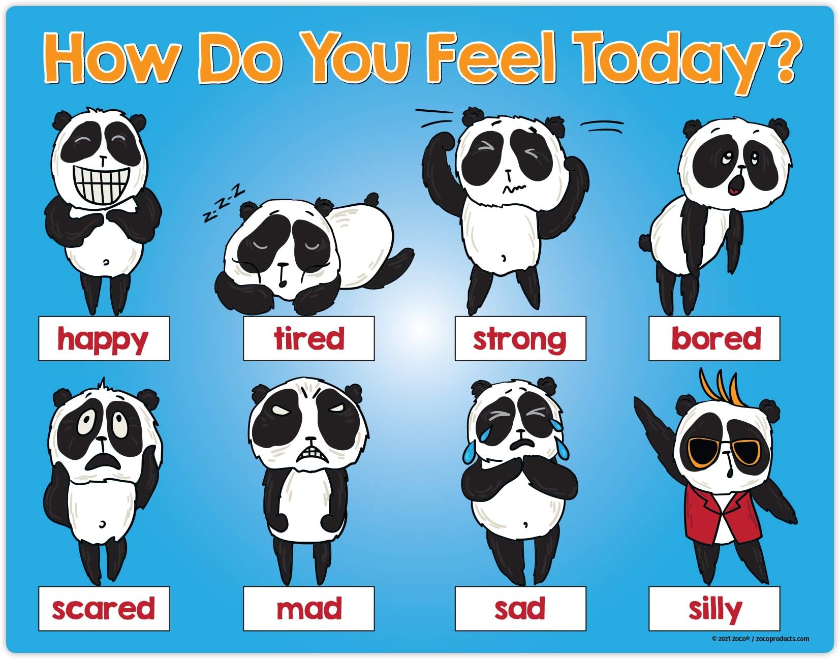 ZOCOFeelings Chart for Kids - Feelings Magnets for Kids - Emotions Chart - Feelings Chart for Kids at Home - Preschool Feelings Chart for Therapy | 8.5" x 11" - Laminated w/Magnets