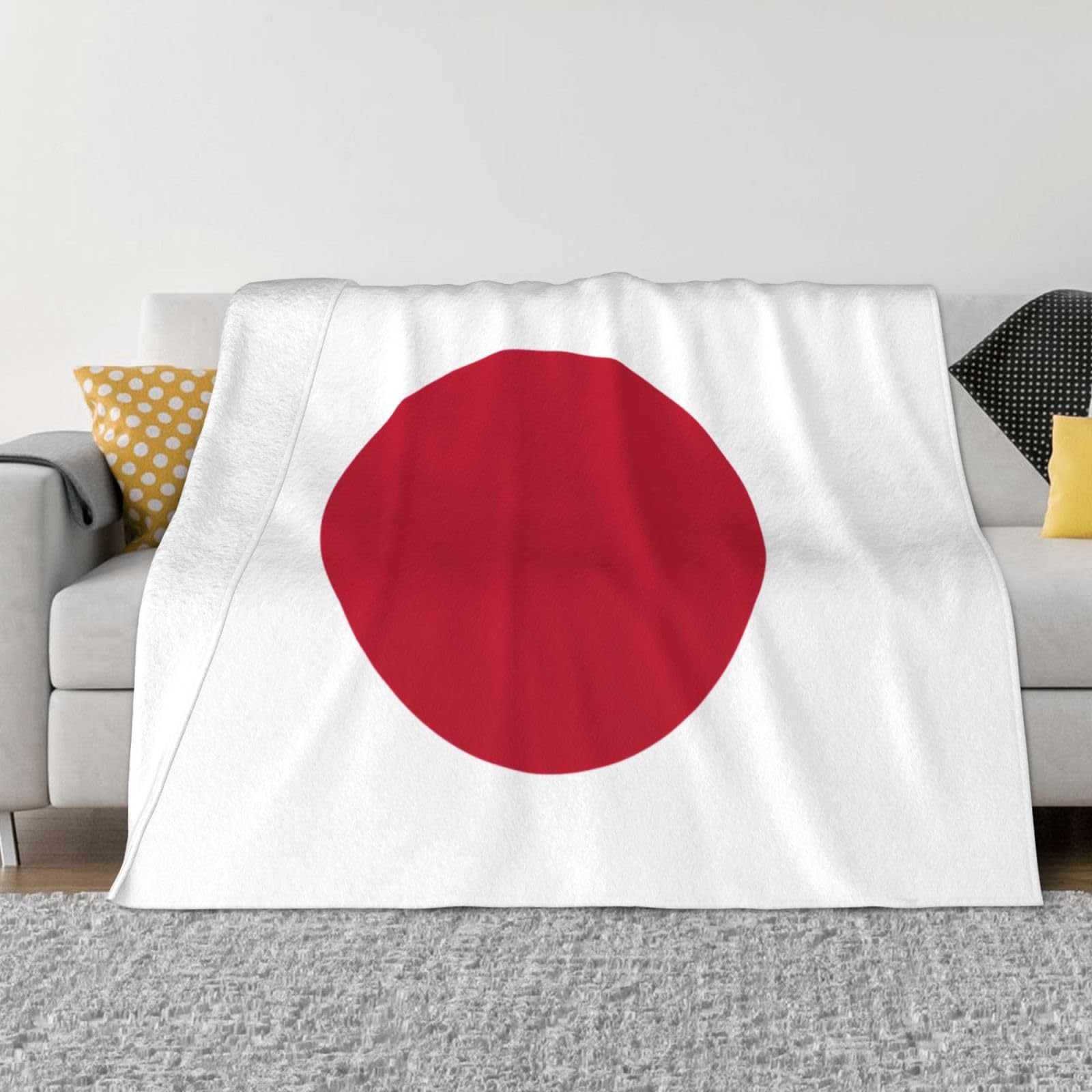 Manta de viaje portátil de 80 x 60 pulgadas, suave, resistente a las arrugas, plegable, exquisito estampado de bandera japonesa