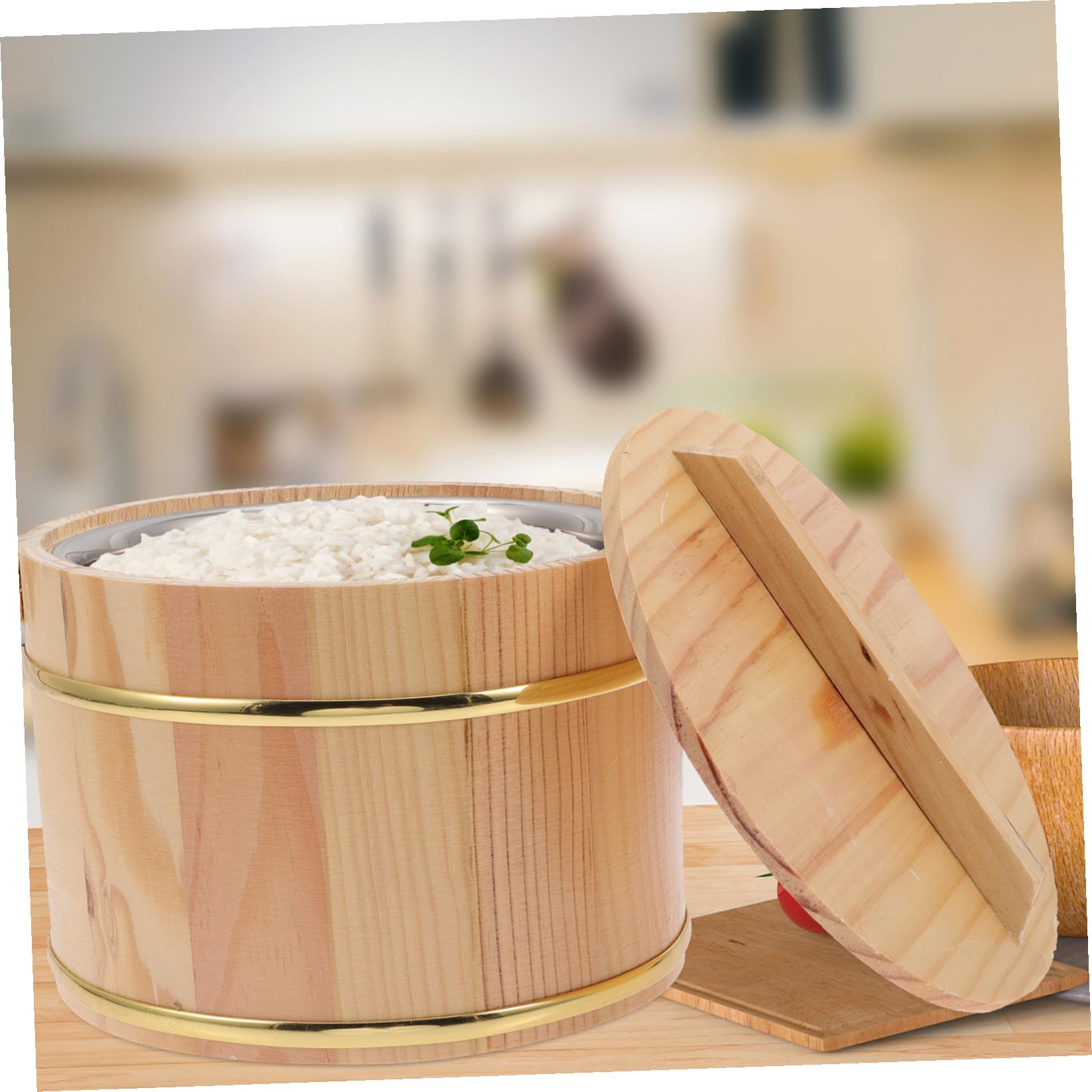 Contenitore Lucidata in Coperchio Manico Riso Legno o per con Stili multipli Superficie Anti-caldo Stili multipli Sushi Ristorante o Festa