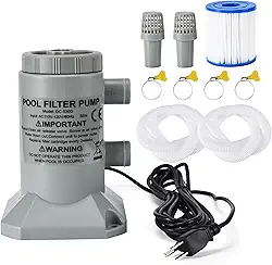EDOU Bomba de filtro de cartucho de piscina acima do solo de 530 GPH – Kit completo com mangueiras e cartucho de filtro – Design durável à prova de vazamento para água limpa – Configuração fácil para
