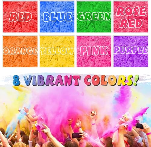 Miniatura 2 de ARELUX Holi Color Run Powder - Paquete de 12 unidades de 2.8 onzas cada uno de colores surtidos naturales Rangoli en polvo a granel, pintura de tiza