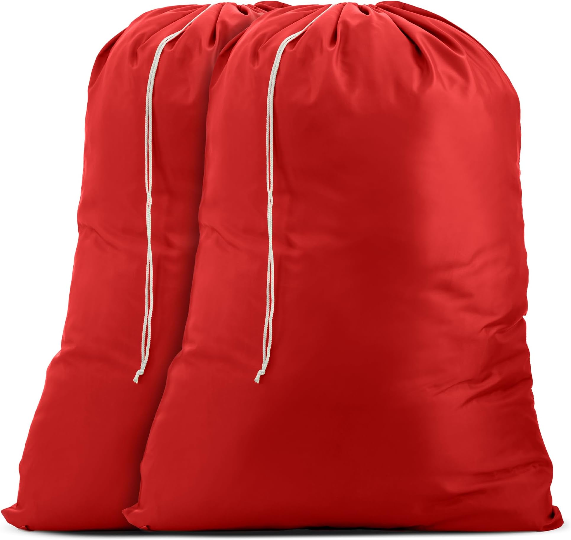 Nylon XL - Large Capacity with Locking Drawstring, Machine Washable, Fits Laundry Baskets or Hampers, Holds 3 Loads of Clothes - Red (Pack of 2)