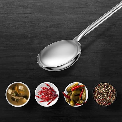 Miniatura 6 de Cuchara de acero inoxidable de 42 pulgadas con cuchara de mezcla de mango largo, ideal para ollas grandes, agitarmezclar, elaboración casera,