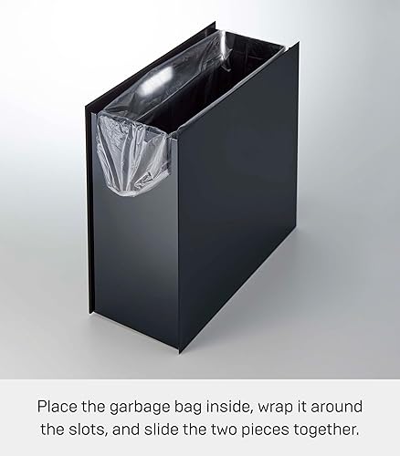 Miniatura 5 de Yamazaki Bote de basura para el hogar, moderno, con asa, para cocina, dormitorio, baño, oficina, plástico, tamaño único, color negro