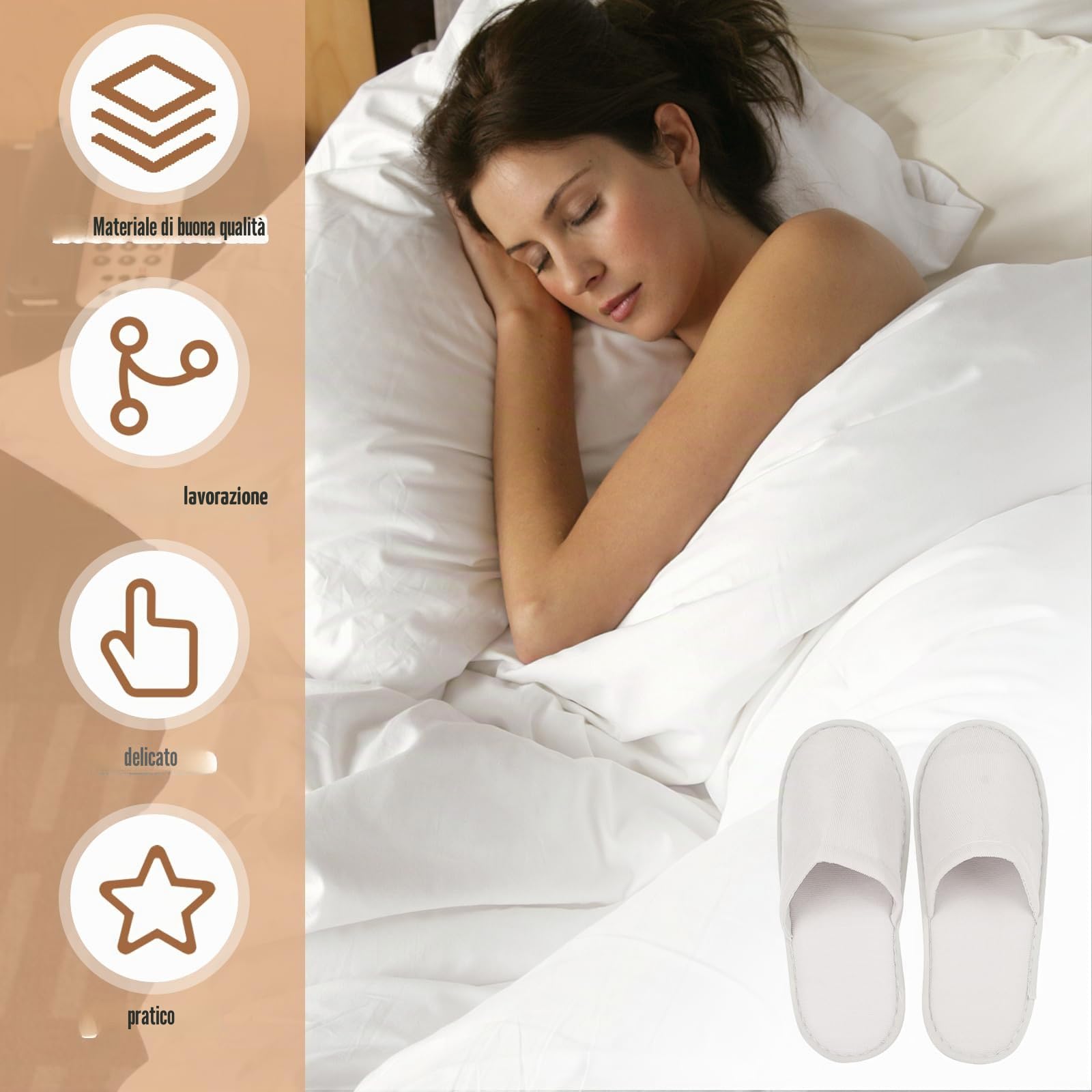 Pantofole da Hotel Bianche per Donna e Uomo 20 Paia, Pantofole Antiscivolo, Pantofole per Ospiti, Taglia Universale, Pantofole da Bagno Chiuse in Bianco per Hotel, Spa e Ospiti