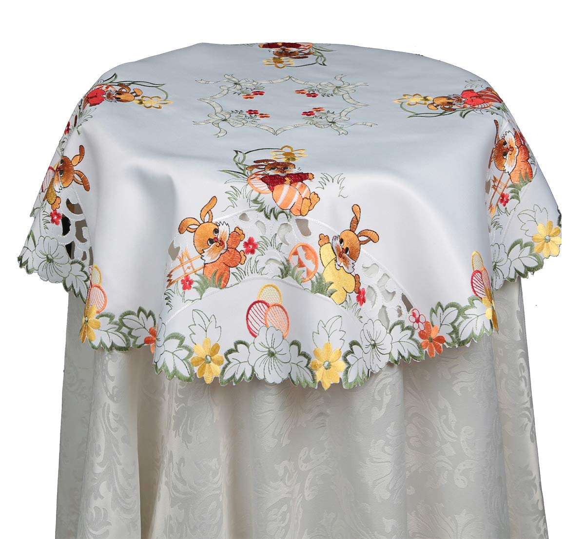 Amazon | クリエイティブリネン刺繍Easter Bunny Egg花柄テーブル