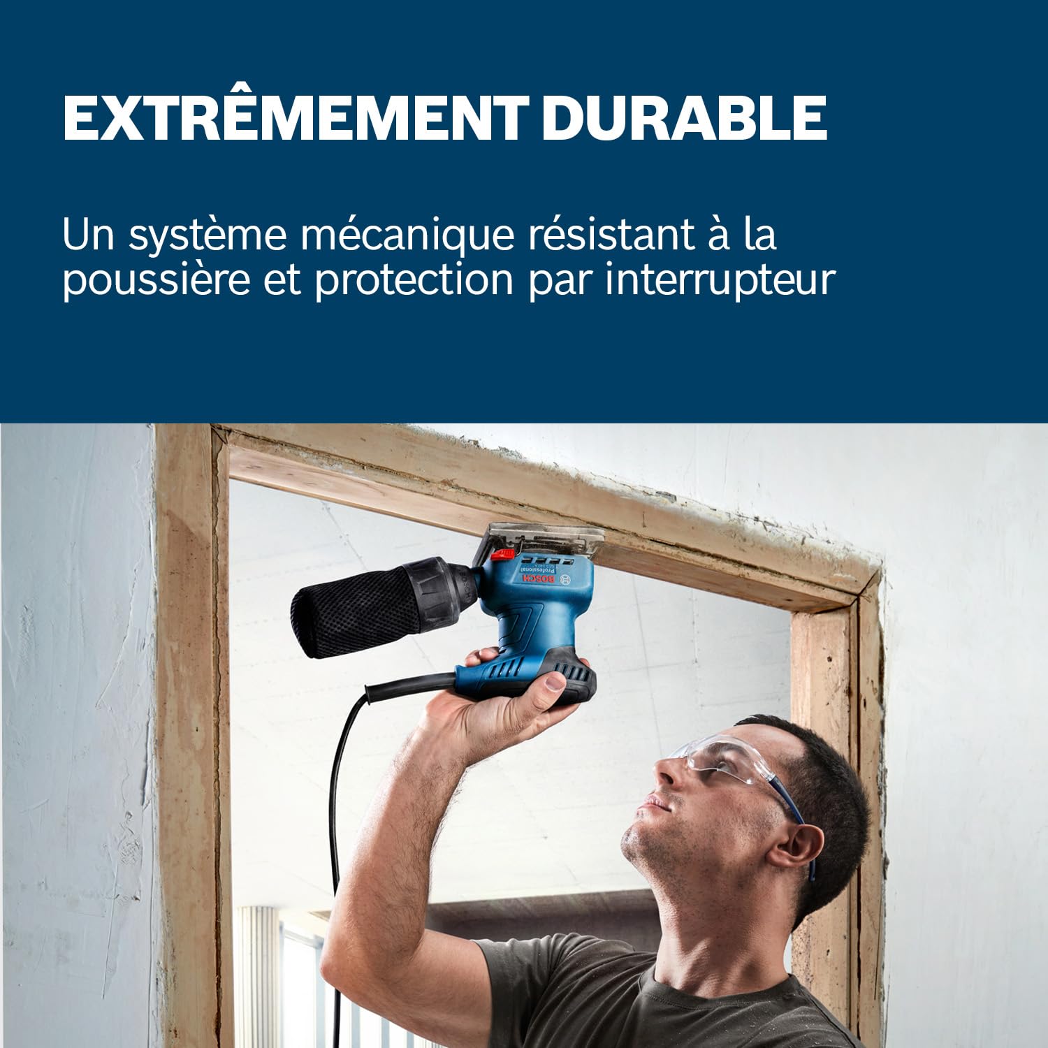 Bosch Professional Ponceuse vibrante GSS 140 (moteur de 220 W, vibration 3,4 m/s2, y compris sac à poussières, plateau de perforation, feuille abrasive C411)