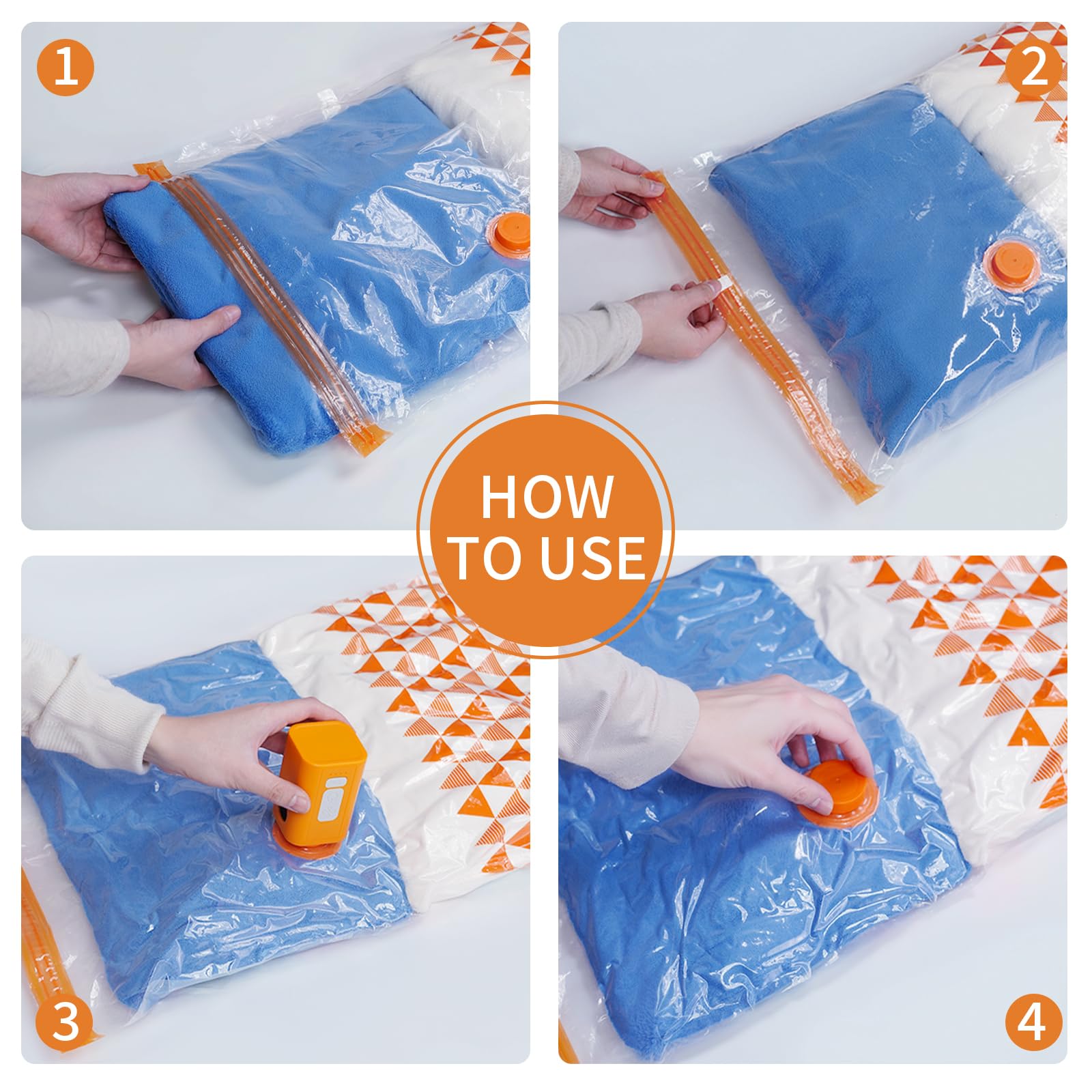 Vakuumbeutel mit tragbarer, wiederaufladbarer kabelloser Pumpe, Vakuumbeutel für Kleidung und Reisen, platzsparende Taschen für Gepäck, perfekt für Koffer und Handgepäckgrößen, 10 Stück