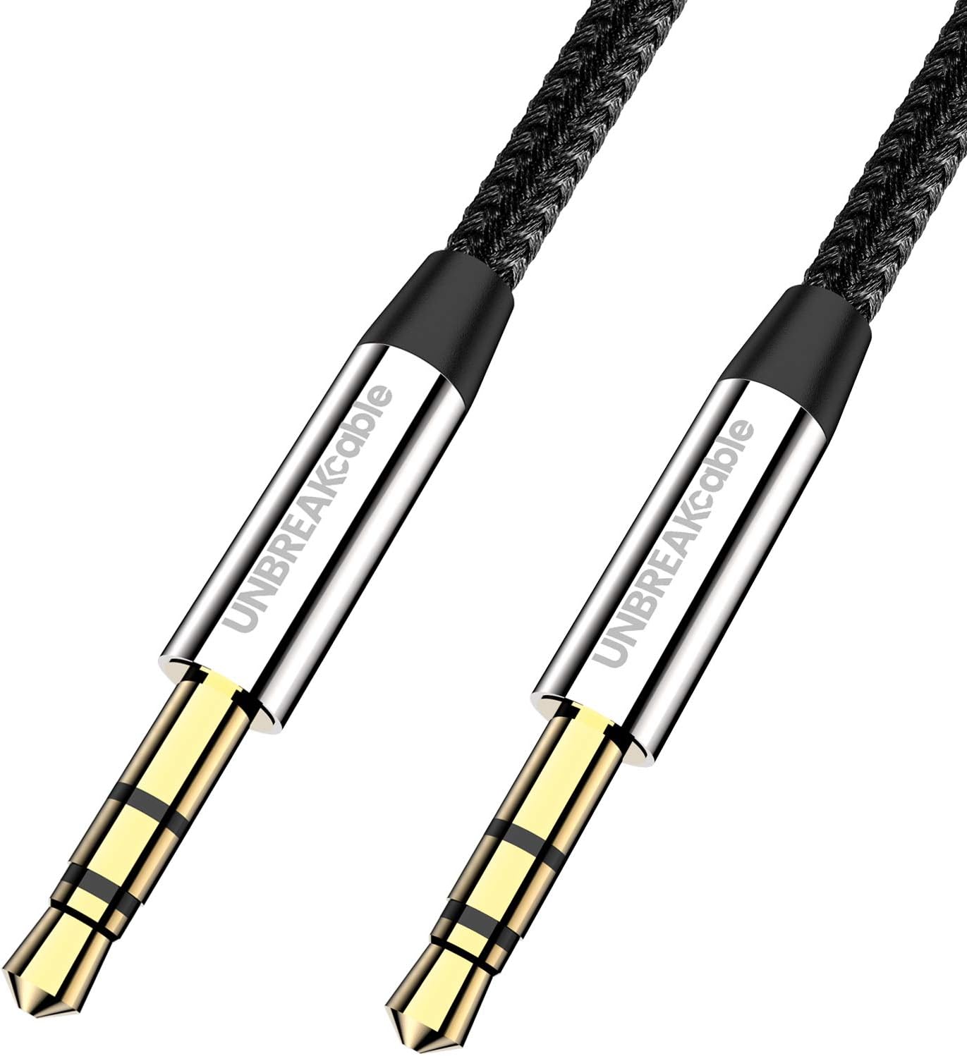 UNBREAKcable 3.5mm AUX Cable, 3.3ft/1m - [Flexible Nylon Braided] Audio Cable Auxiliary Cable, Copper Shell, compatible with Car/Home Stereos, Apple iPhone iPad, Mp3, Mp4, headphone & More - Black