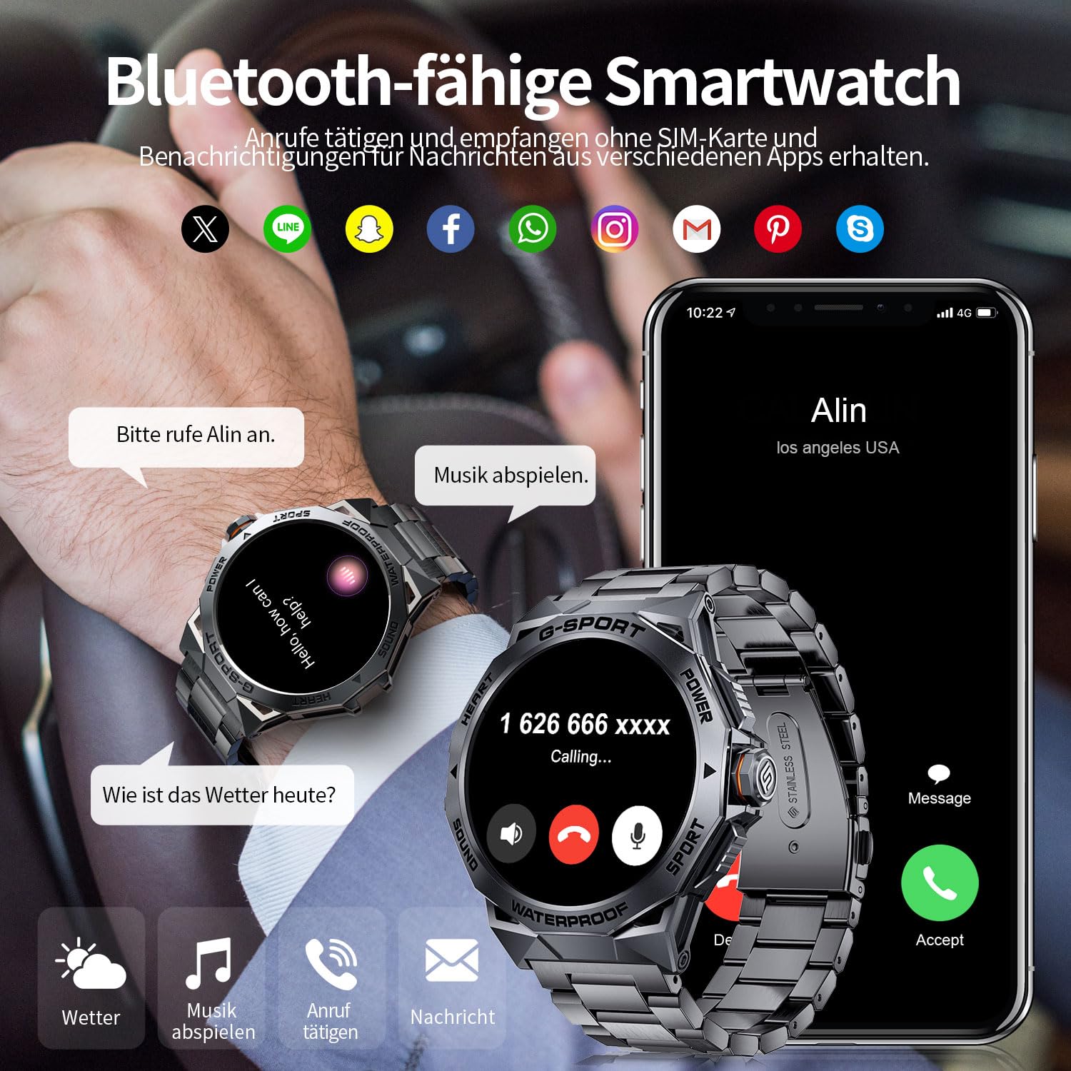 LIGE Reloj Inteligente Hombre con 3 Correas, 1,43" AMOLED Smartwatch Hombre con Llamadas, 24/7 Pulsómetro SpO2, Monitor de Sueño, 400mAh IP68 Impermeable Smartwatch Militar para Android iOS, Gris