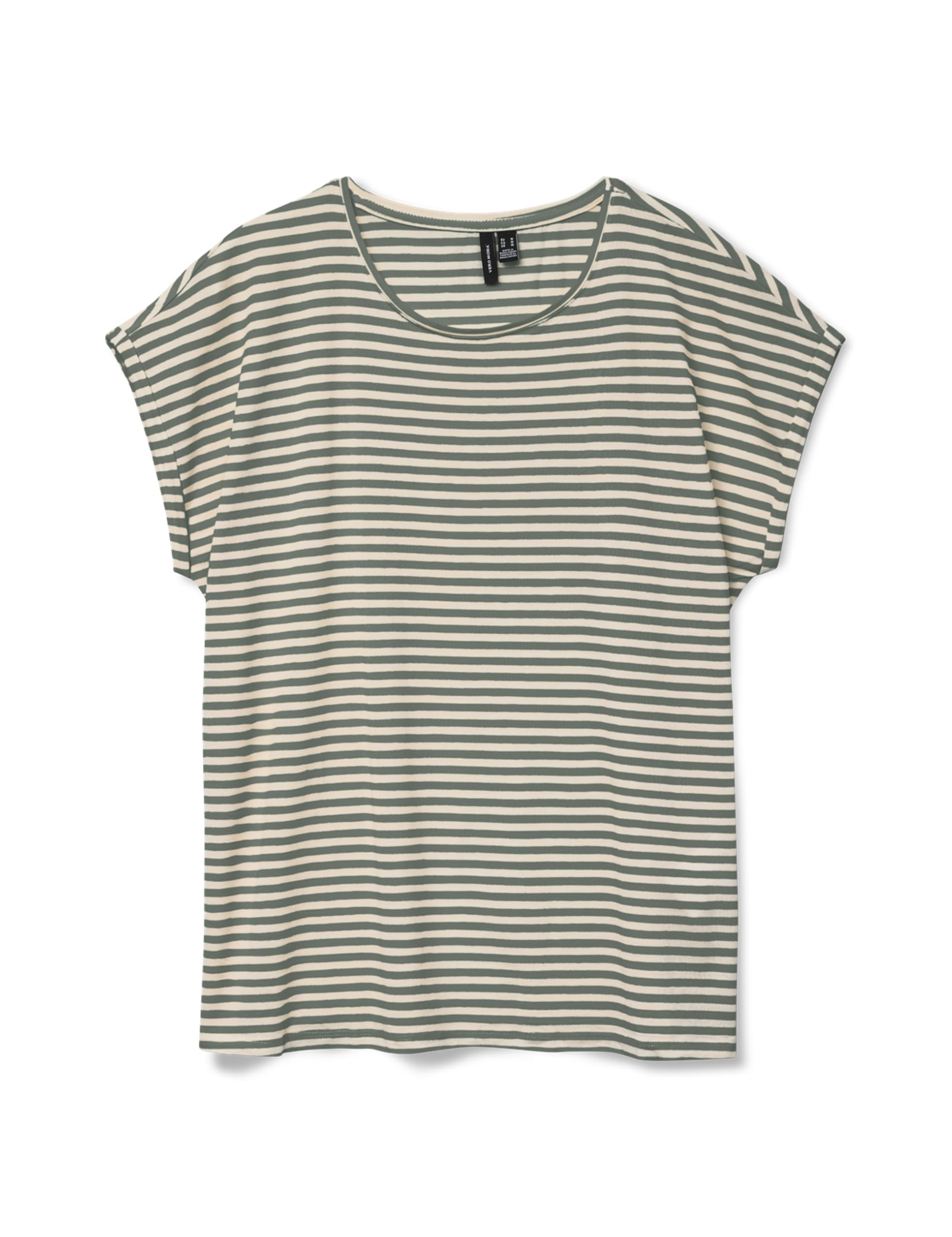VERO MODA Damen VMAVA Plain SS TOP Stripe GA JRS NOOS T-Shirt, Laurel Wreath/Stripes:Pristine, L