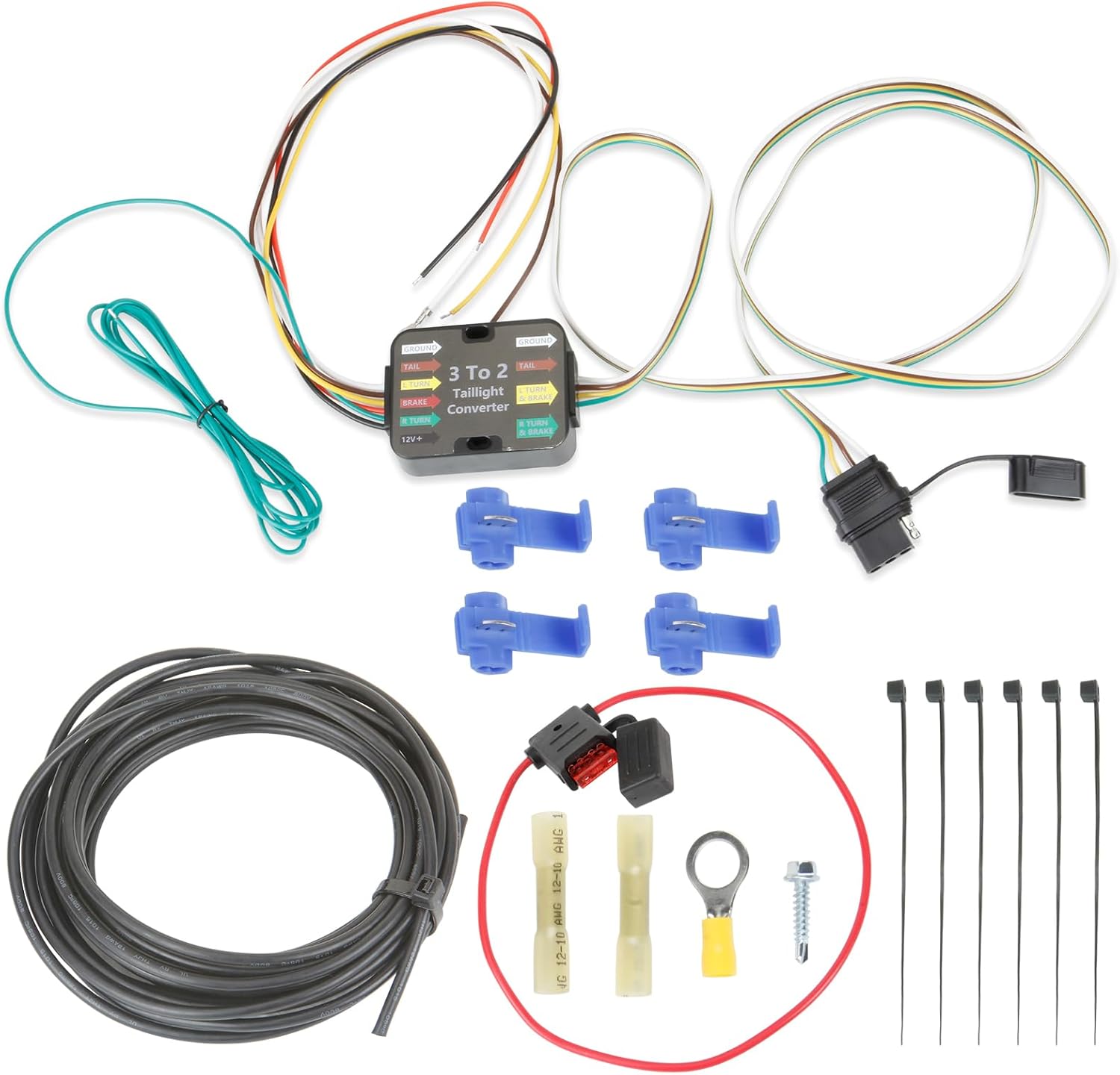 MITZONE 59236 Multi-Function Splice-in Trailer Tail Light Converter Kit, 4-Pin Taillight Wiring Harness Compatible with 2011-2020 Dodge Journey