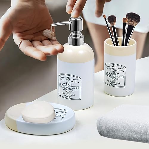 Miniatura 3 de Moderno juego de baño blanco de 3 piezas esencial bienestar relajación elegancia artículos para encimera accesorios mejor organizado