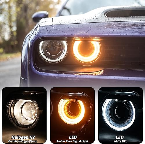 Miniatura 2 de Para Dodge Challenger Conjunto de faros delanteros 2015 2016 2017 2018 2019 2020 2021 proyector LED faro delantero halógeno LH lado izquierdo del