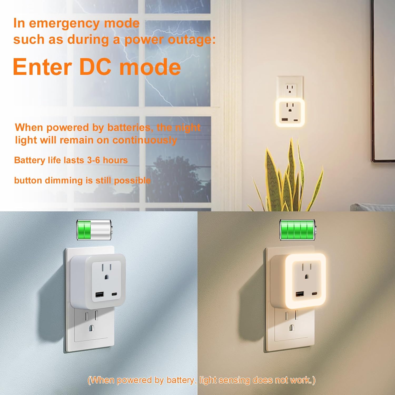 Night Lights Plug Into Wall 4 Pack Rechargeable Battery Backup Light image 2