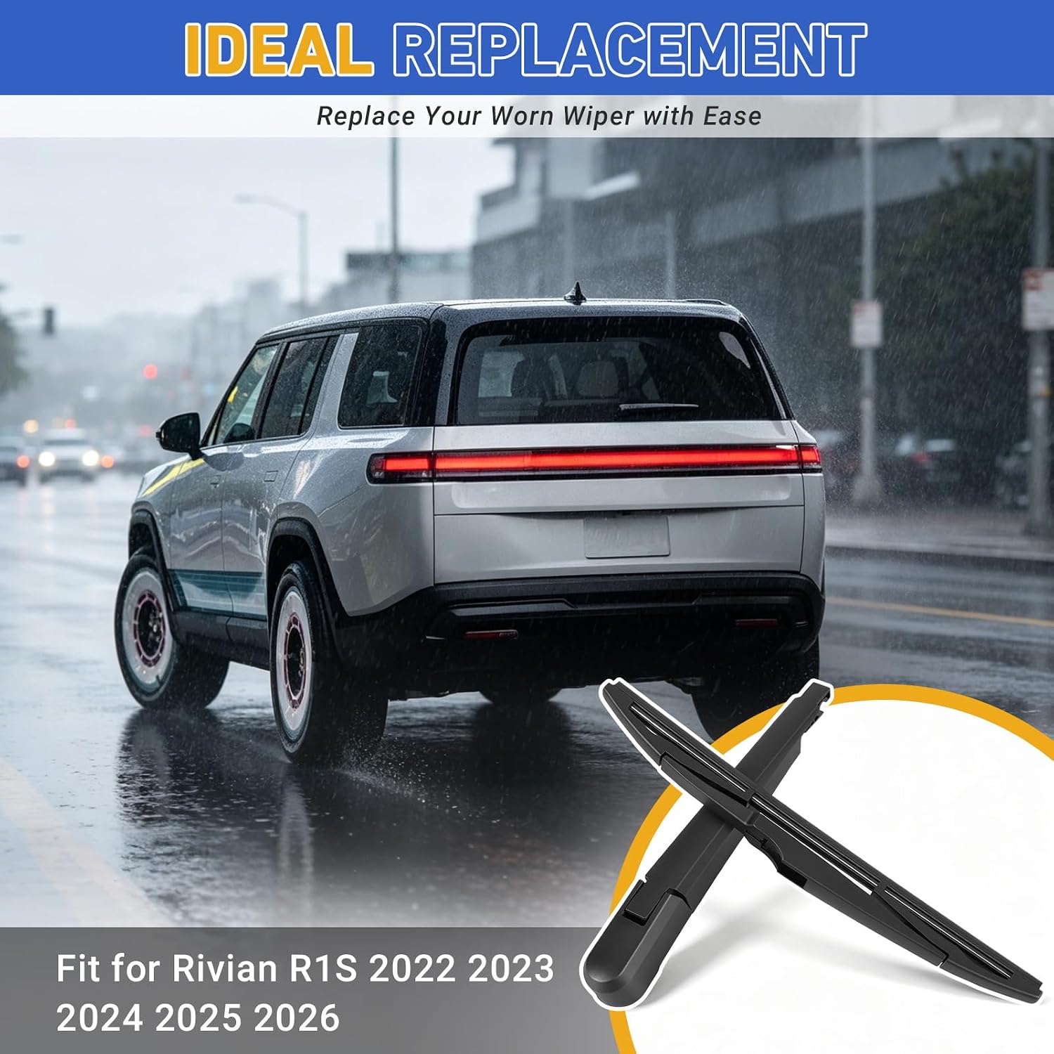 Rear Wiper Blade Arm Assembly for Rivian R1S 2022-2026