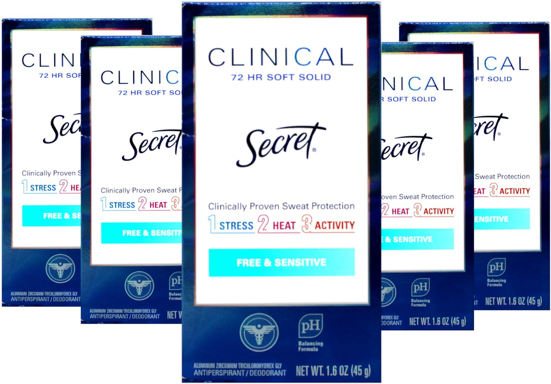 Clinical Strength Soft Solid Sensitive Unscented Deodorant, 1.6 oz (Pack of 5)
