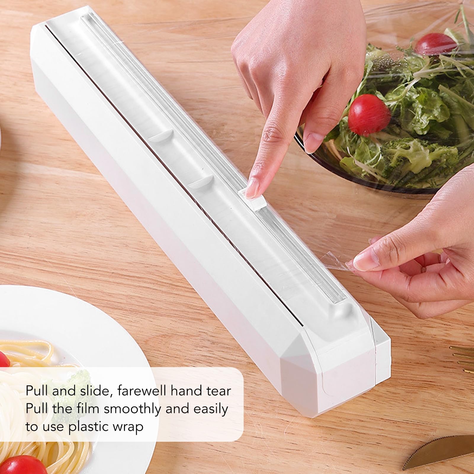 Plastic Wrap Dispenser with Cutter, Foil Dispenser Cling Wrap Dispenser Wrapping Paper Dispenser for Tin Foil Slide Cutter(M)