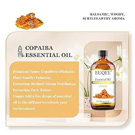 EUQEE Copaiba Essential Oil 118 ml Pure Copaiba Oil Essential Oil with Dropper for Diffusers, DIY Soap, Candle Making, Aromatherapy (4fl oz)