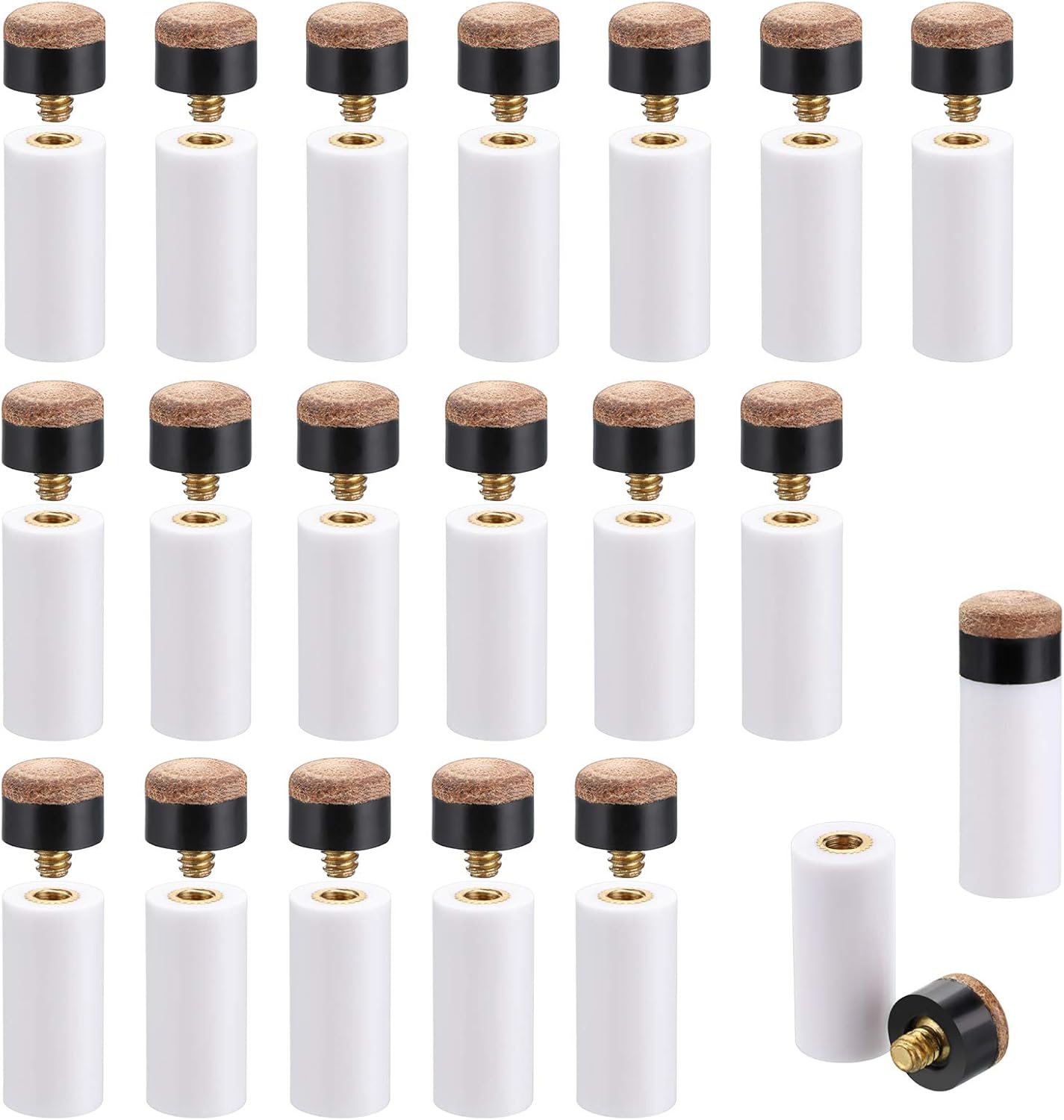 JuxYes 20 Set of 12mm Billiard Cues Tips Replacement with White Pool
