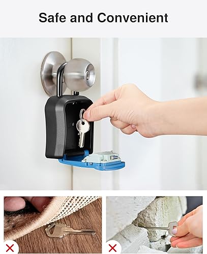 Miniatura 13 de Puroma Caja de cerradura de llave, caja de seguridad portátil de combinación para montar en la pared, caja de almacenamiento de llaves para llaves