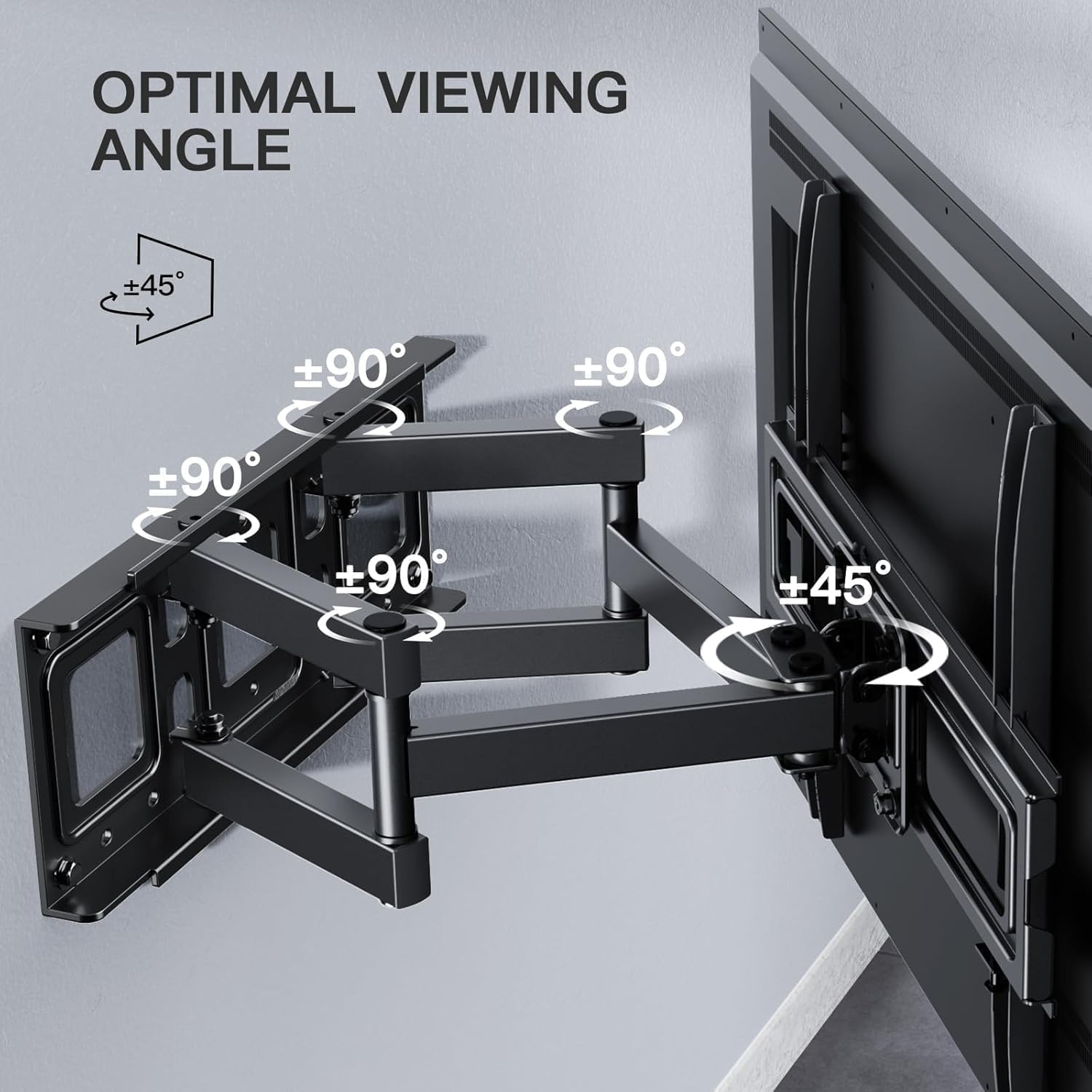 PERLESMITH Full Motion TV Wall Mount for 26-65 inch TVs, TV Mount up to 99lbs Max VESA 400x400mm, Wall Mount TV Bracket with Dual Articulating Arms Swivel Tilt Extension Fits 8″/16″ Wood Studs, PSMFK4 - Image 5