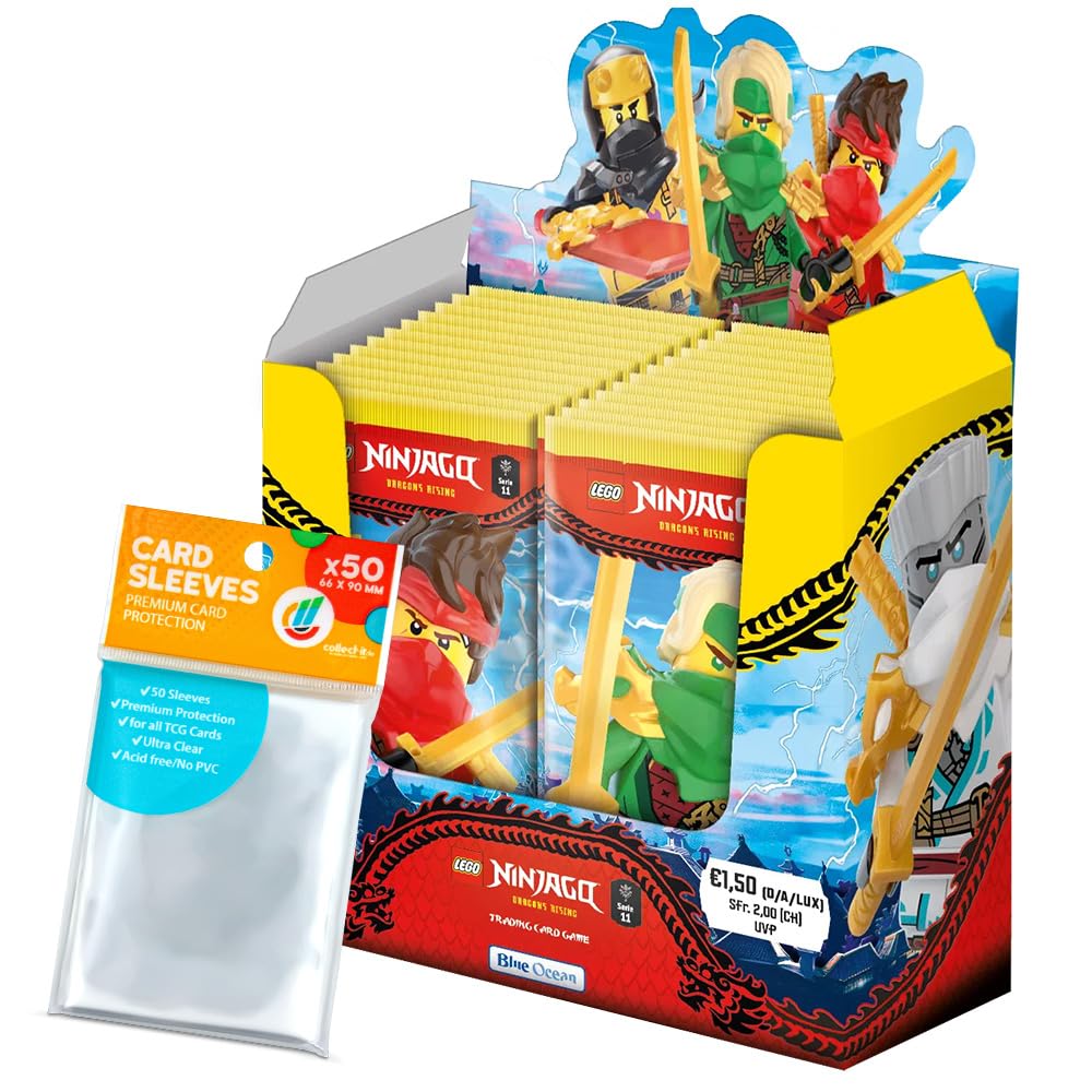 Bundle mit Ninja go Serie 11 Trading Cards - 1 Display (36 Booster) + Exklusive Collect-it Hüllen