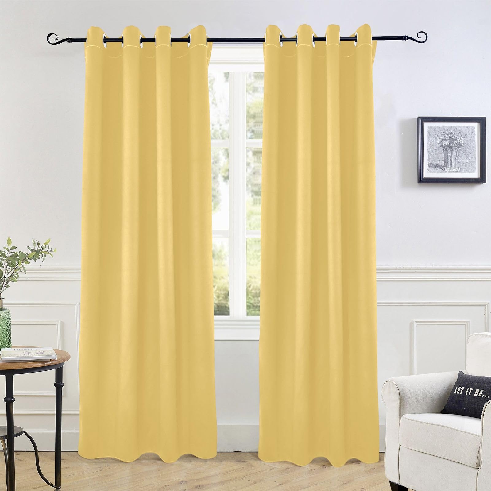 Light Yellow Curtains NEWEEN Sheer Curtain Panels Bedroom 1/2/4/6PCS