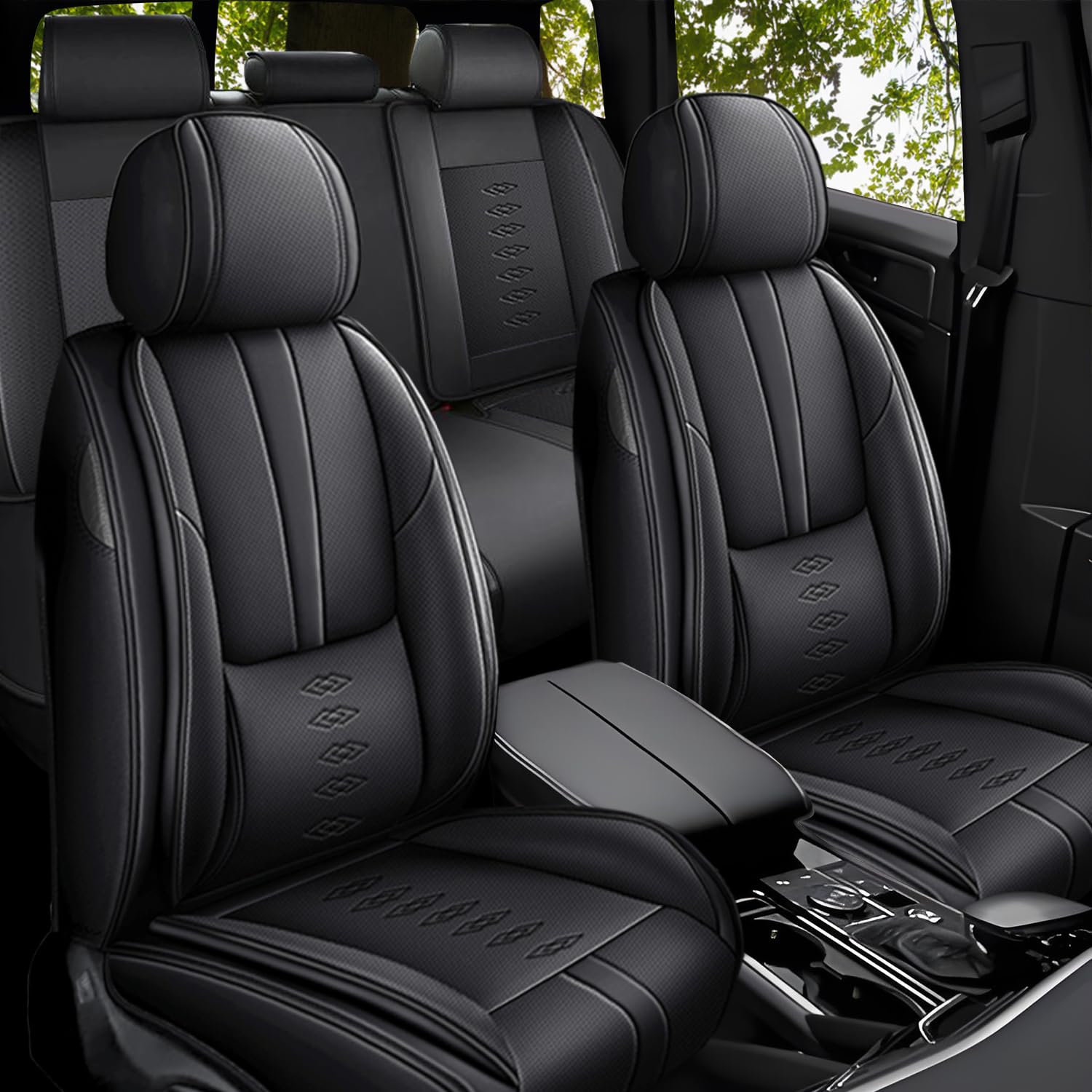 Fit for Subaru Tribeca 2008-2014 Seat Covers,Full Set 5 Seats Waterproof Soft Leather Car Seat Covers with Airbag,Anti-Slip Car Interior Cushions for Tribeca(Black,Standard)