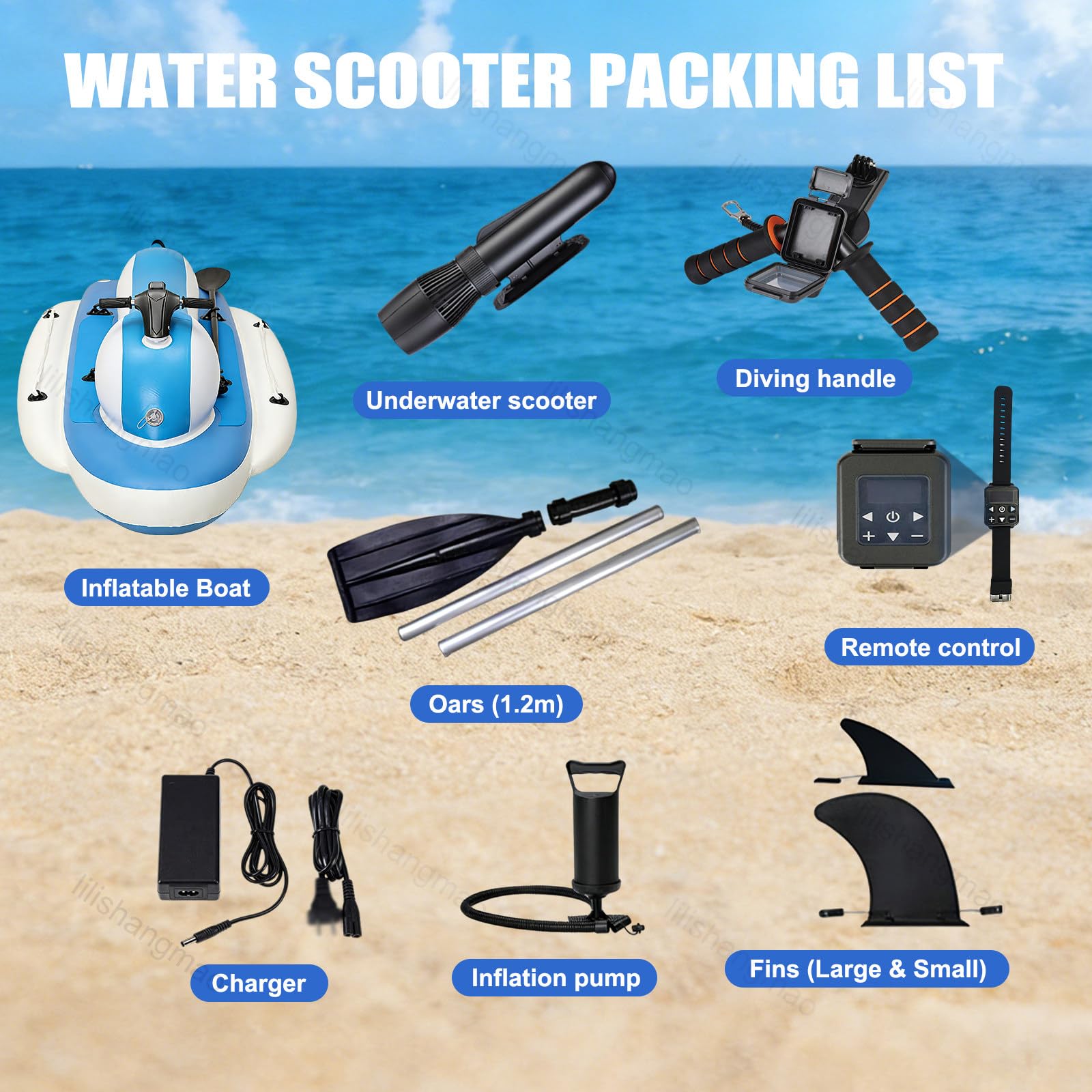 Scooter Subacuático Y Moto Acuática Inflable: 3 Formas De Jugar: Kayak, Lancha Motora Y Propulsión para Buceo. Motor Sin Escobillas Y Capacidad De 200 kg, Ideal para Snorkel Y Pesca 700W