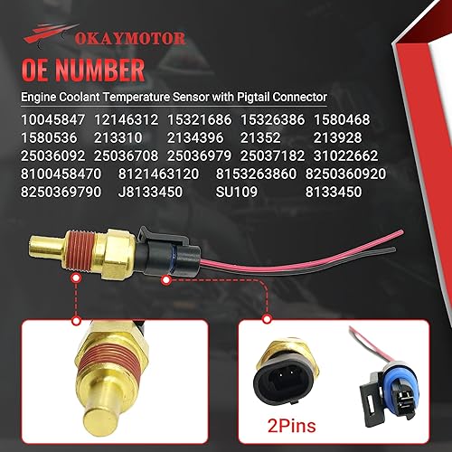 Miniatura 4 de Sensor de temperatura del refrigerante del motor con conector de coleta para GM GMC Chevy Cadillac Buick Oldsmobile Acura Isuzu Honda