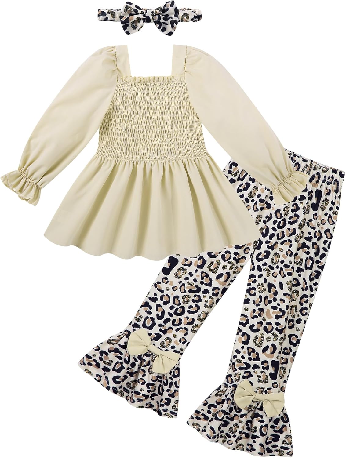 UNICOMIDEA Girls Clothes Set Shirt Top and Flare Pants with Bowknot 2-5T Kids 3 Piece Outfit For Girl UNICOMIDEA Girls Clothes Set Shirt Top and Flare Pants with Bowknot 2-5T Kids 3 Piece Outfit For Girl