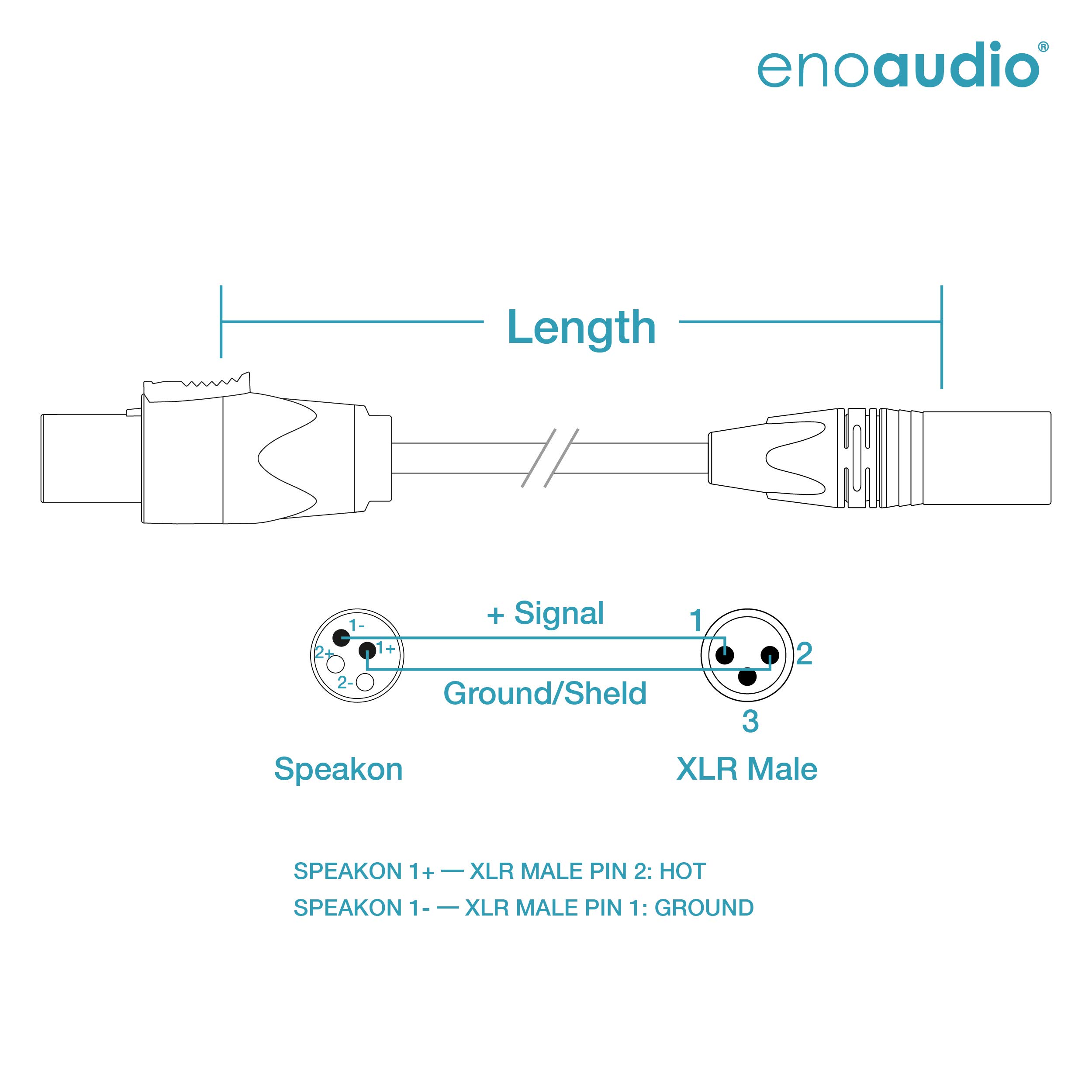 enoaudio Mogami 3082 Cavo per altoparlante | Neutrik Gold XLR maschio – Speakon | HiFi - 1,0 m
