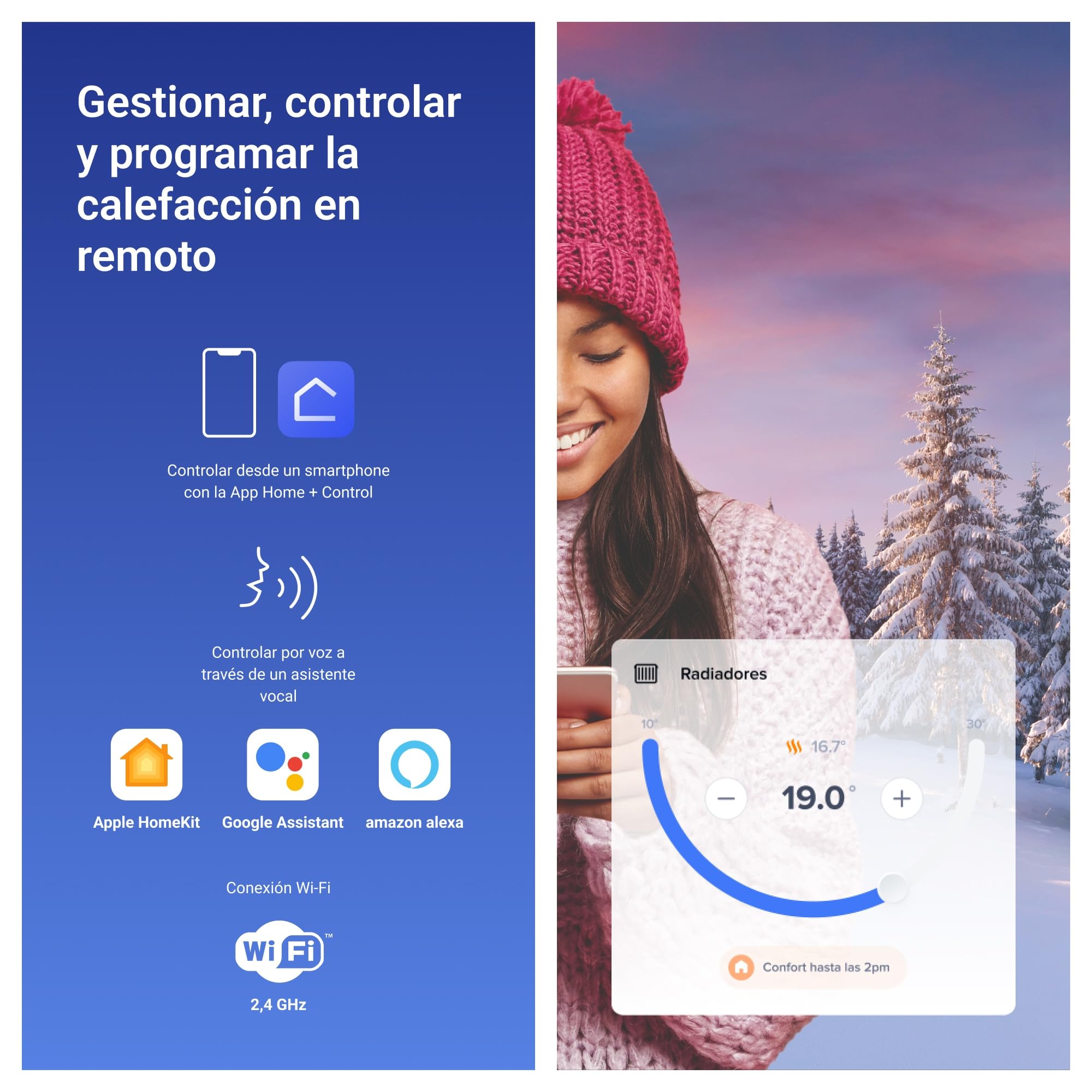 BTICINO Smarther with Netatmo, Termostato Conectado, WiFi, Control con la App Home + Control, Compatible con Alexa, Google Assistant & Apple HomeKit, Instalación en Superficie, Blanco (XW8002WE)