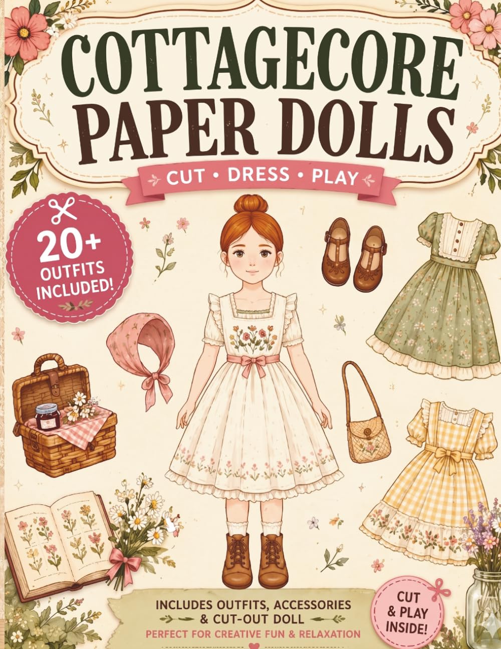 Cottagecore Paper Dolls: For Girls with 20+ Outfits, Accessories & Dress-Up Fun – Creative Cut and Play Activity Book