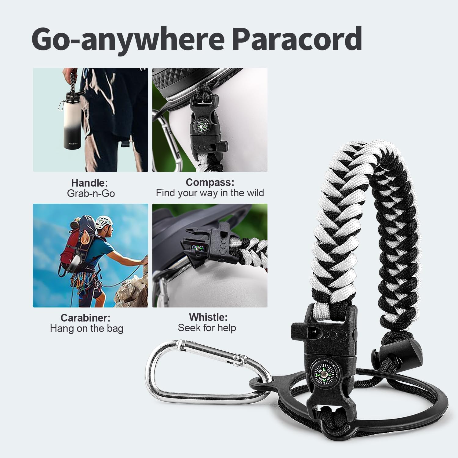 40 oz Insulated Water Bottle with Straw (Cold for 48 Hrs), Stainless Steel Triple Wall Vacuum Sports Water Jug, Leakproof Hydro Cup Flask with Paracord Handle & Straw Spout Lids & DIY Stickers - Image 4