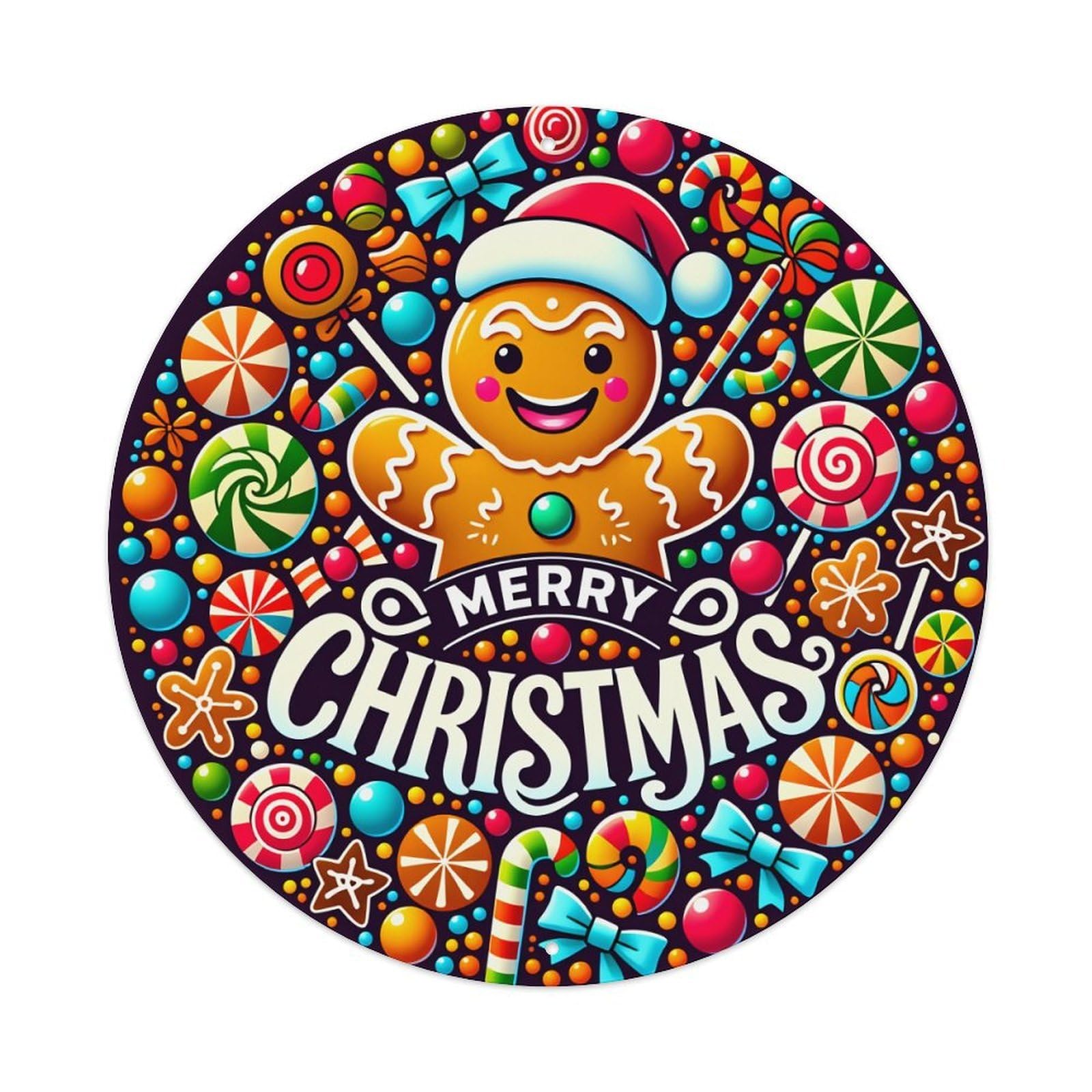 Gingerbread Christmas Candy Pattern Design Metal Tin Sign Vintage Garden Bedroom Cafe Bar Man Cave Home Wall Decor Metal Poster 8x8 inches