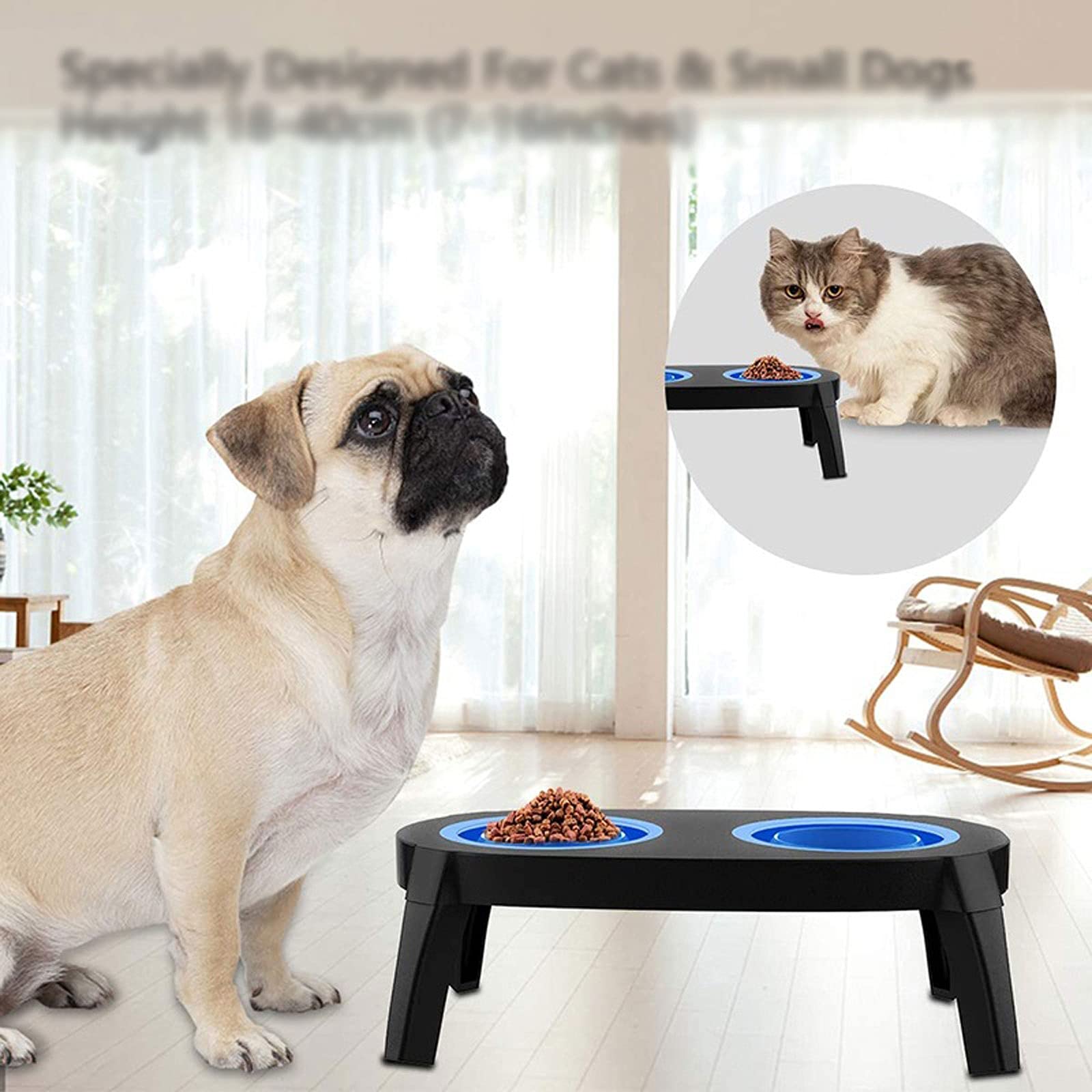 RTHGTFGW Comedero Perro Cuenco de Perro Elevado con Soporte Plegable de la Pierna de la Pierna de la Pierna del Agua del alimentador de Mascotas Platos lavavajillas Seguro (Color : Pink)