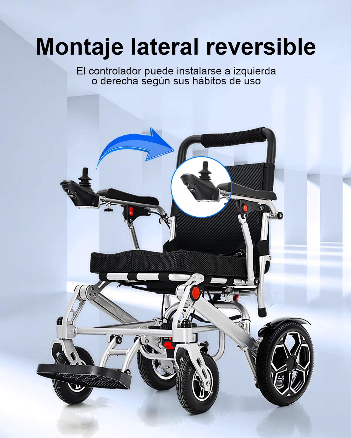 D10 Silla de Ruedas Eléctrica Plegable para Adultos, Potente Motor 500W, Batería Litio Extraíble 12Ah, Autonomía 20KM, Marco Reforzado Aleación de Aluminio, Capacidad 150KG, Aeronave aprobada