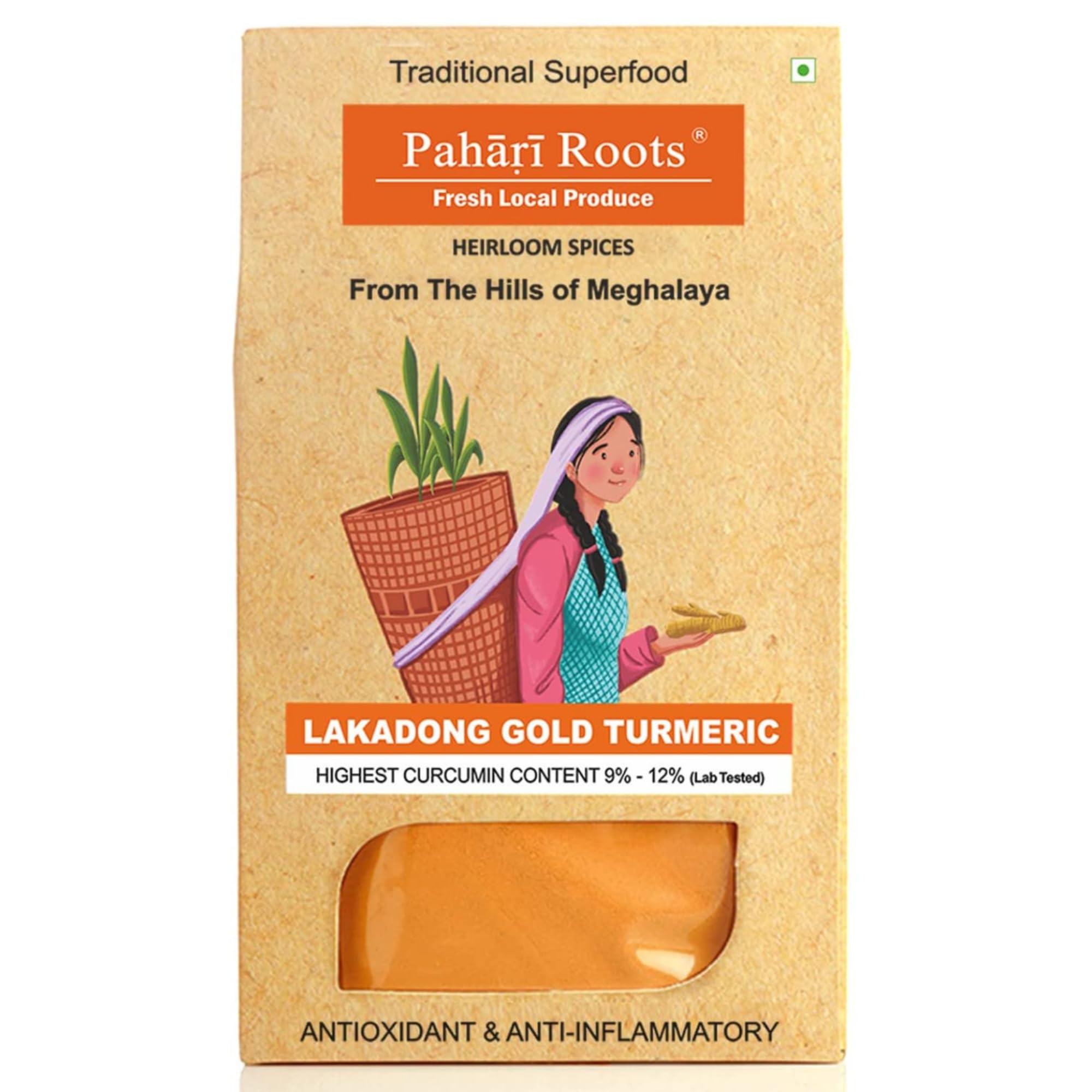 Pahari Roots Lakadong Turmeric Haldi Powder from Meghalaya with High Curcumin Content | 100 GMS