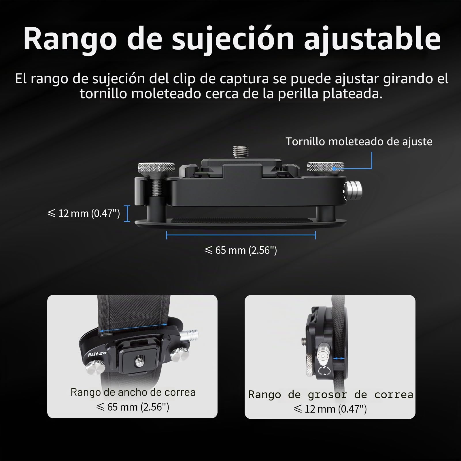 Nitze Cámara Clip Mochila Aleación de Aluminio, Clip para Cinturón de Cámara para Correa de Hombro, Camara Clips de Liberación Rápida con Tornillo de 1/4 "-20 para Camara DSLR SLR, Mochila - N58A