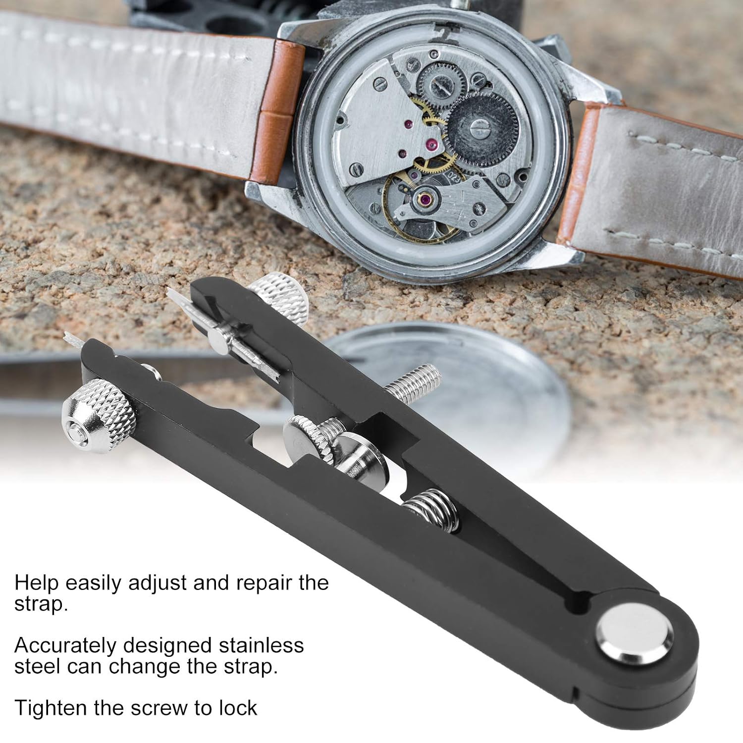 Watch Link Removal Tool, Spring Bar Plier, Watch Bracelet Remover, Watch Strap Adjuster Tool Spring Bar Standard Plier Remover Replace Removing Tool Tweezer Kit for All Watch (Black)
