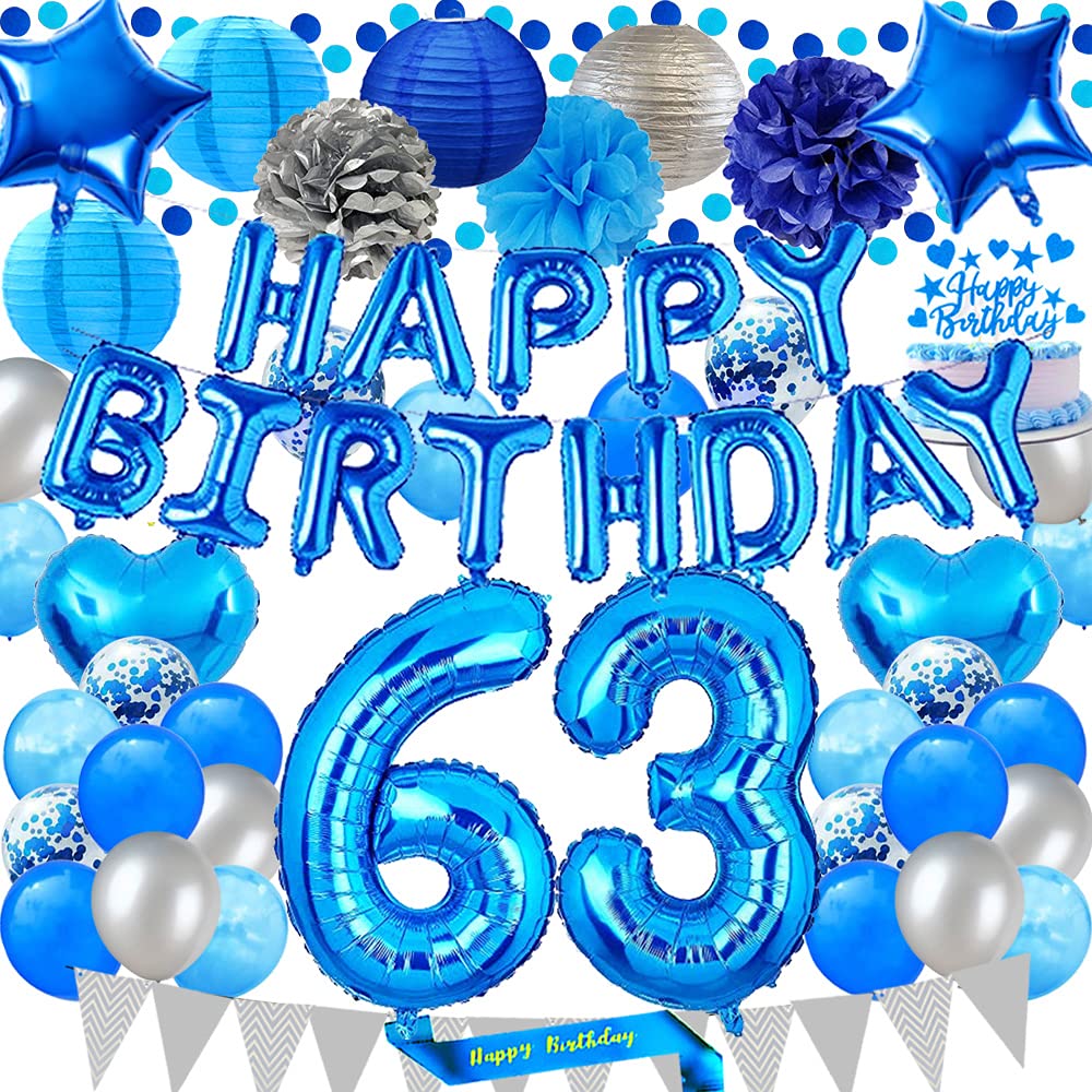 LASKYER Happy 63rd Birthday Decorations - Purple Backdrop Banner Sign, Door Hanging For 63 Year Old Party - View #7