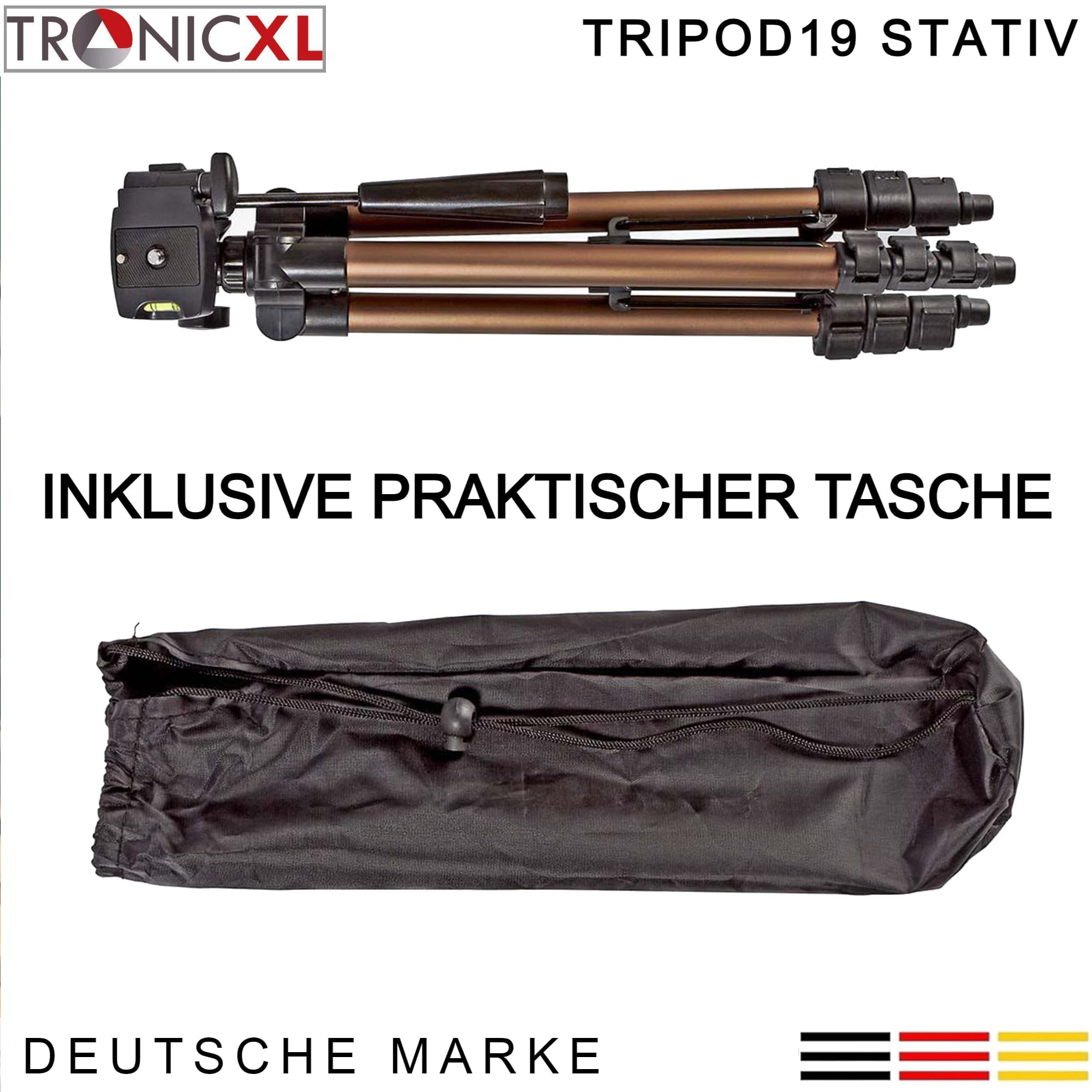 TronicXL 105cm Stativ + Auflage für Objektiv I Gewehr I Gewehrauflage Stativ Dreibein 1/4 Zoll Adapter für Gewehre Waffen Ständer Gewehrstativ